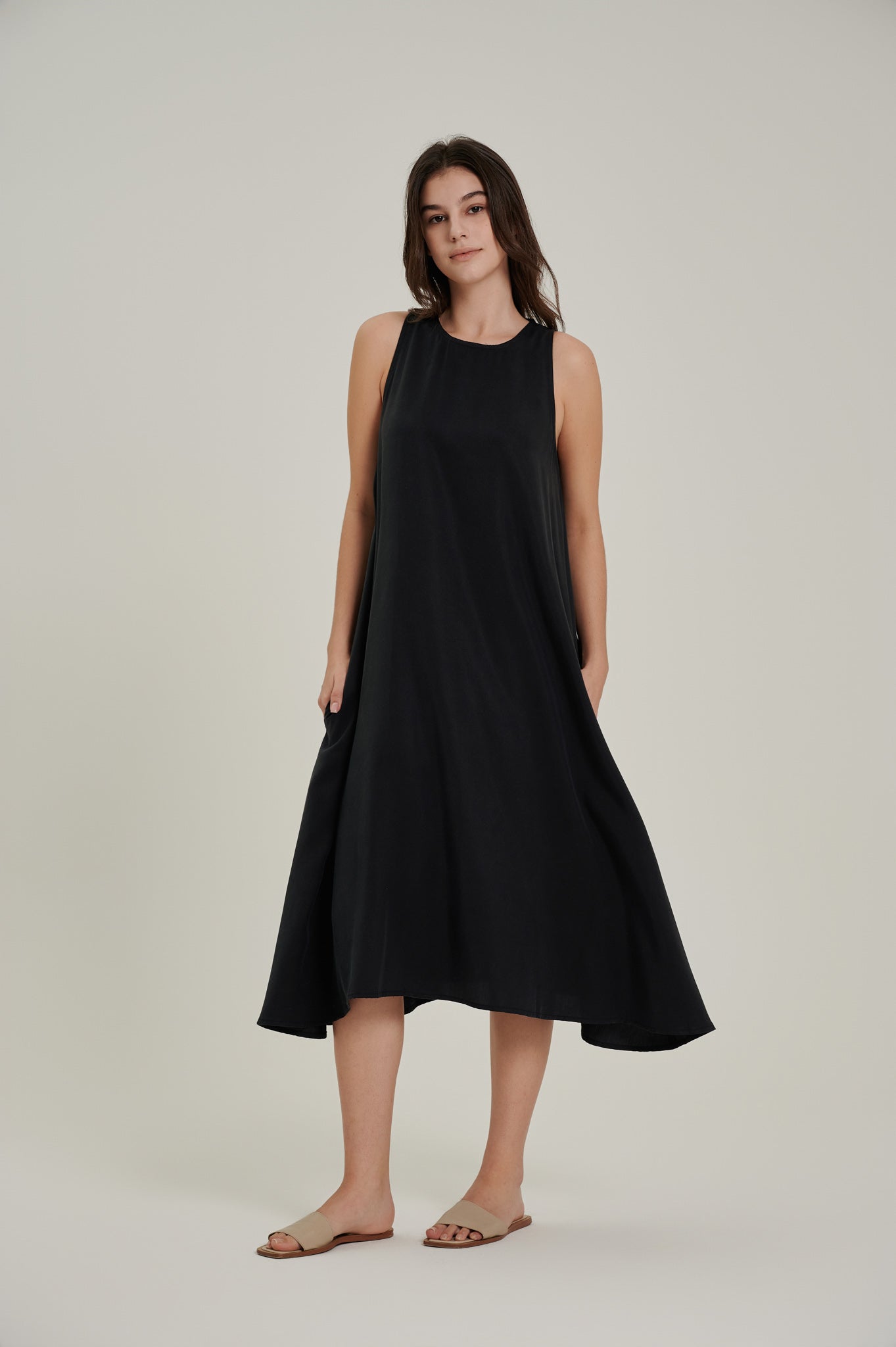 Racer Neck Tencel Dress