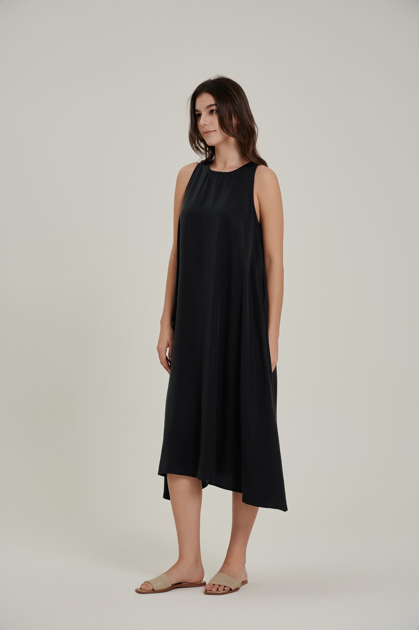Racer Neck Tencel Dress