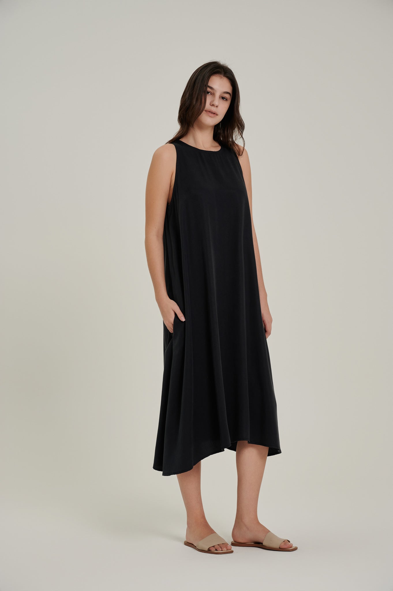 Racer Neck Tencel Dress