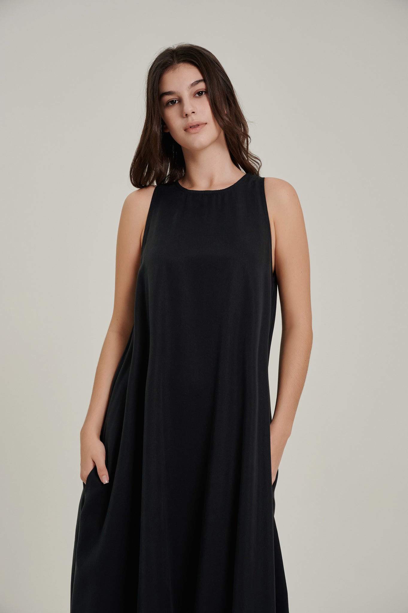 Racer Neck Tencel Dress
