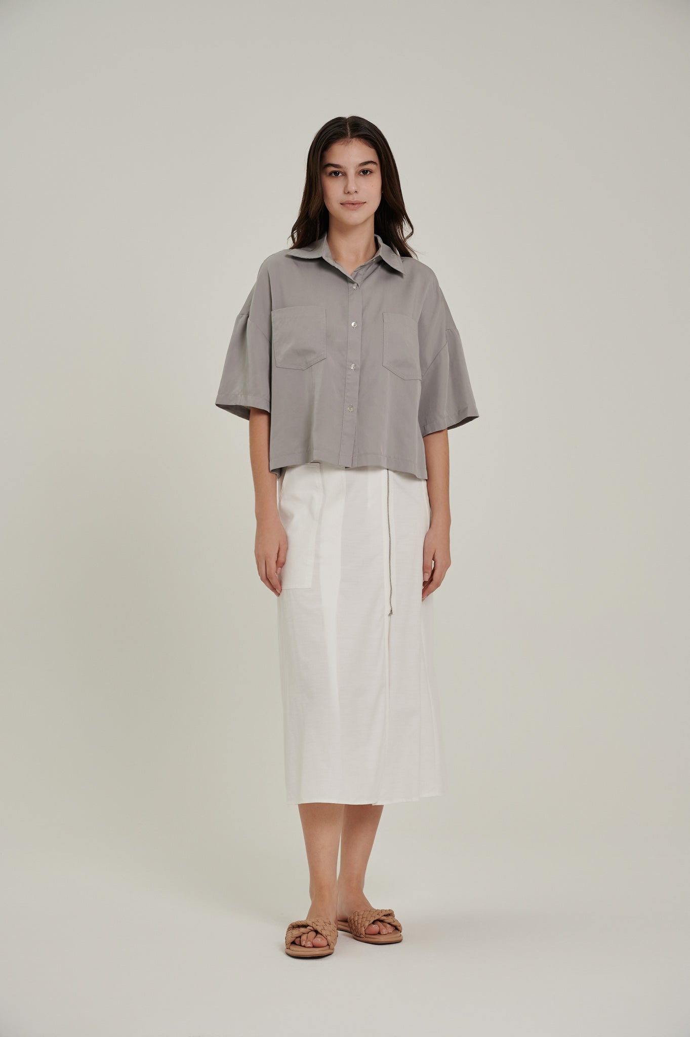Zipper Midi Skirt