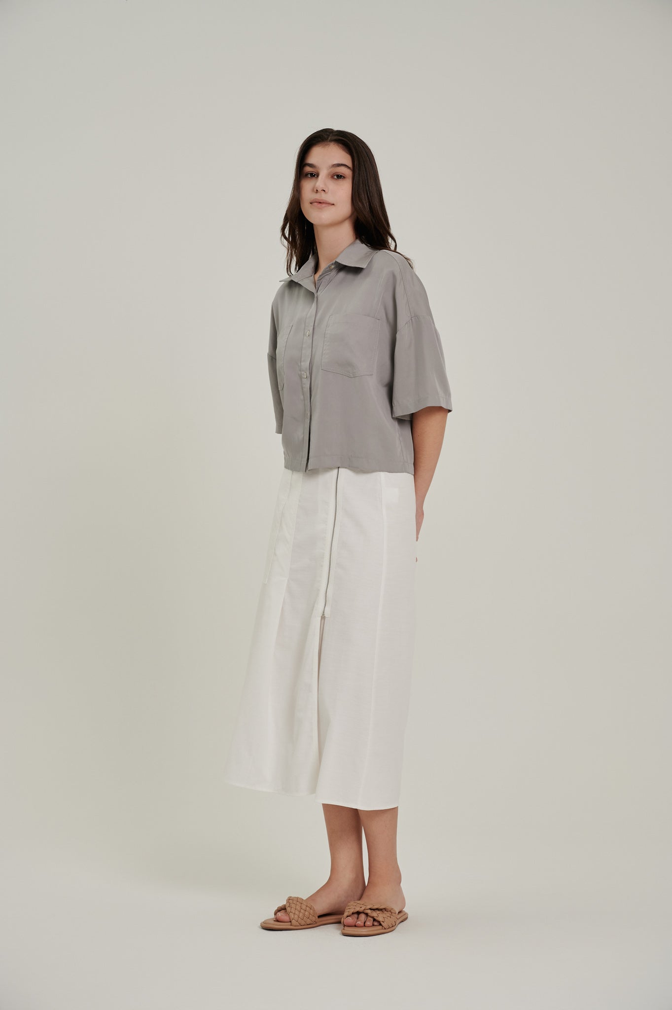 Zipper Midi Skirt