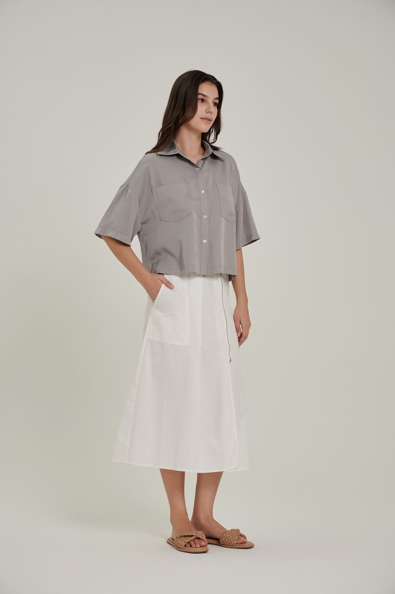 Zipper Midi Skirt