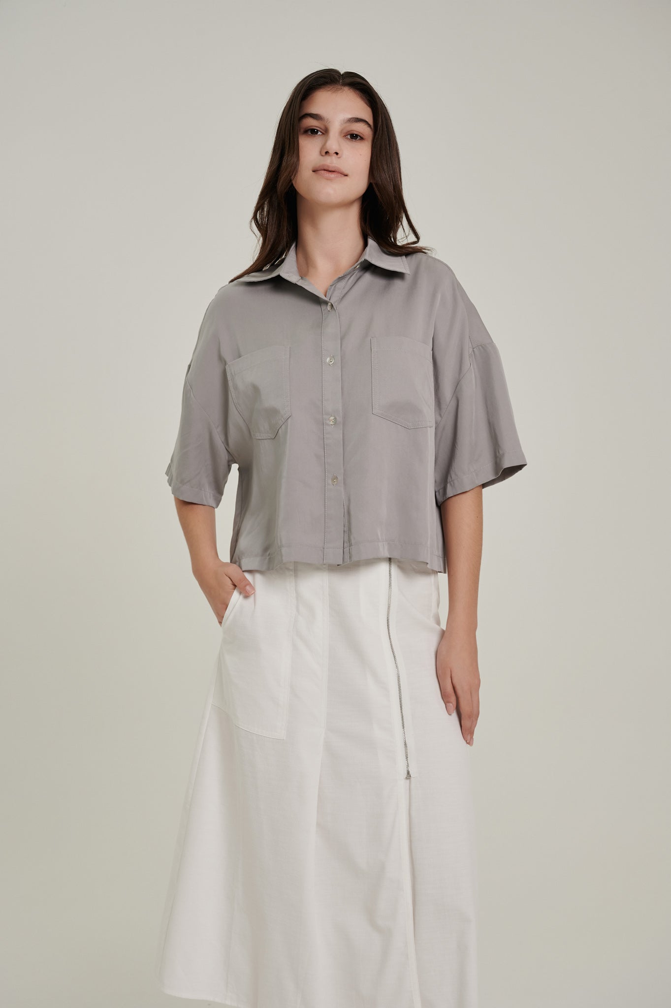 Zipper Midi Skirt