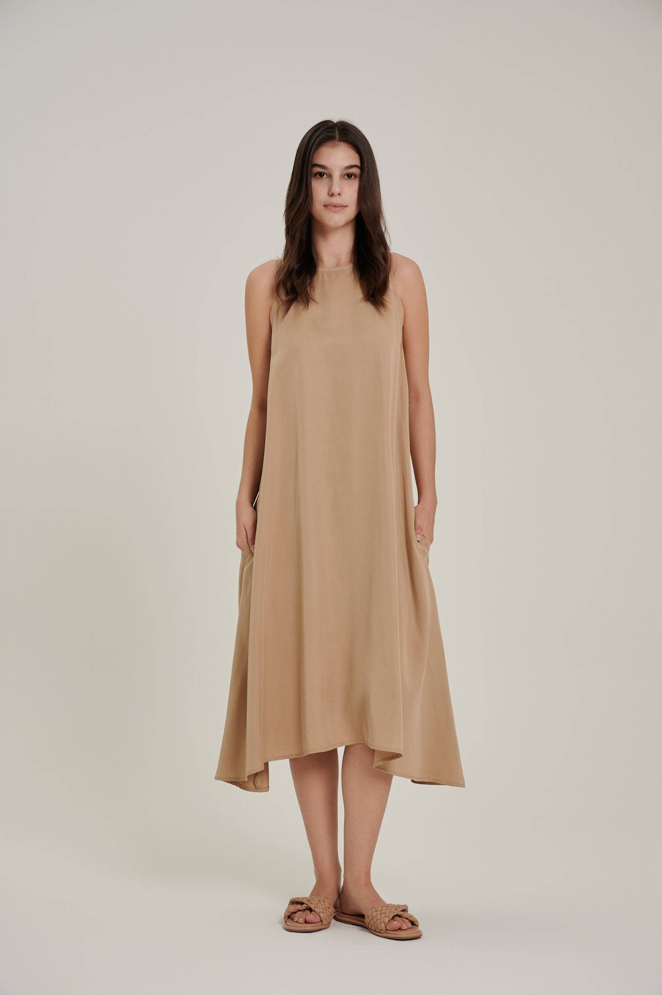Racer Neck Tencel Dress