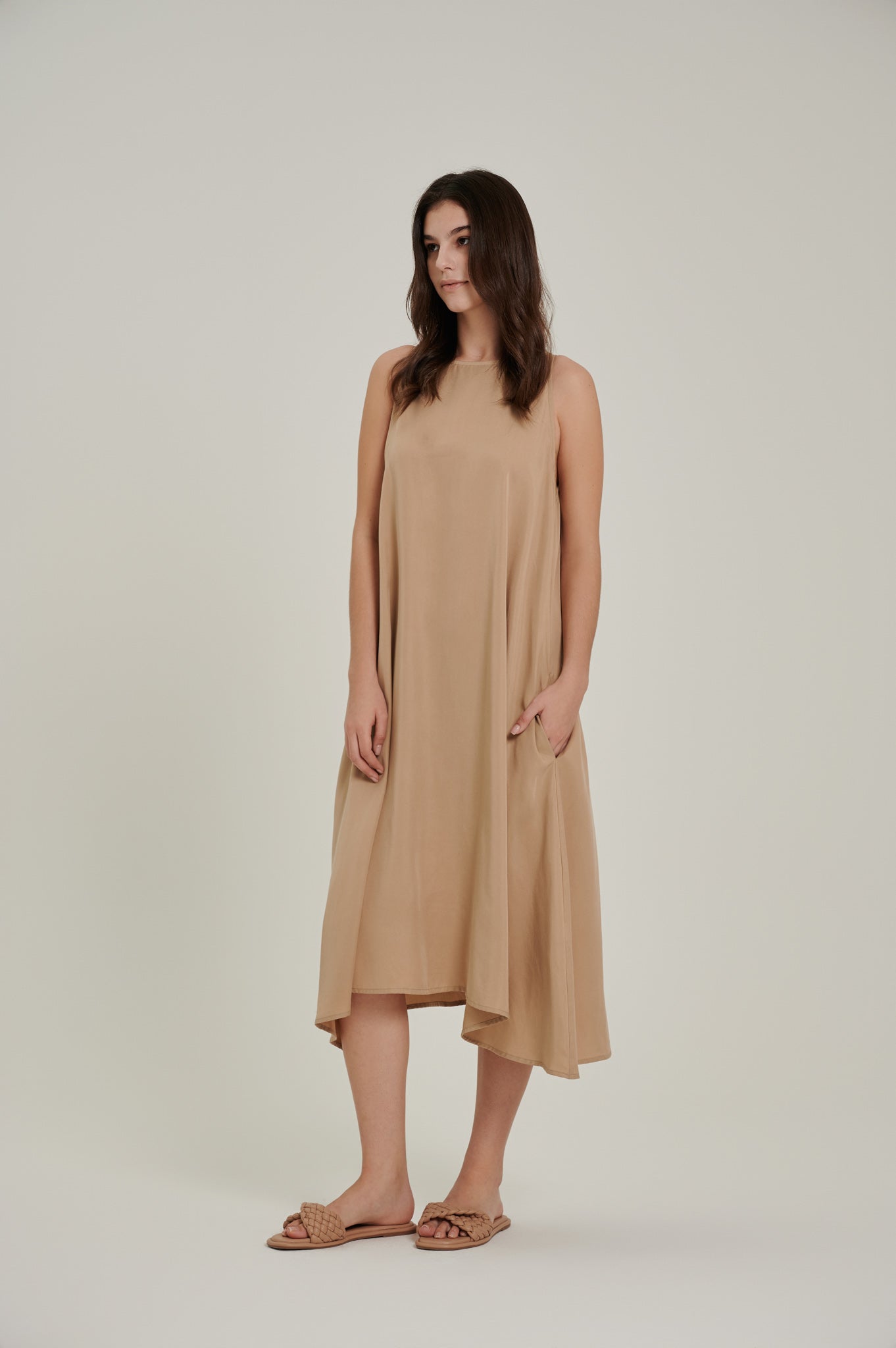 Racer Neck Tencel Dress