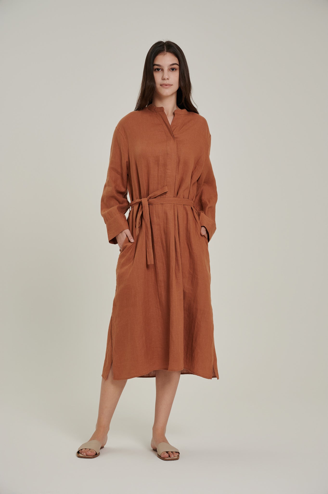 Long Sleeve Linen Shirt Dress