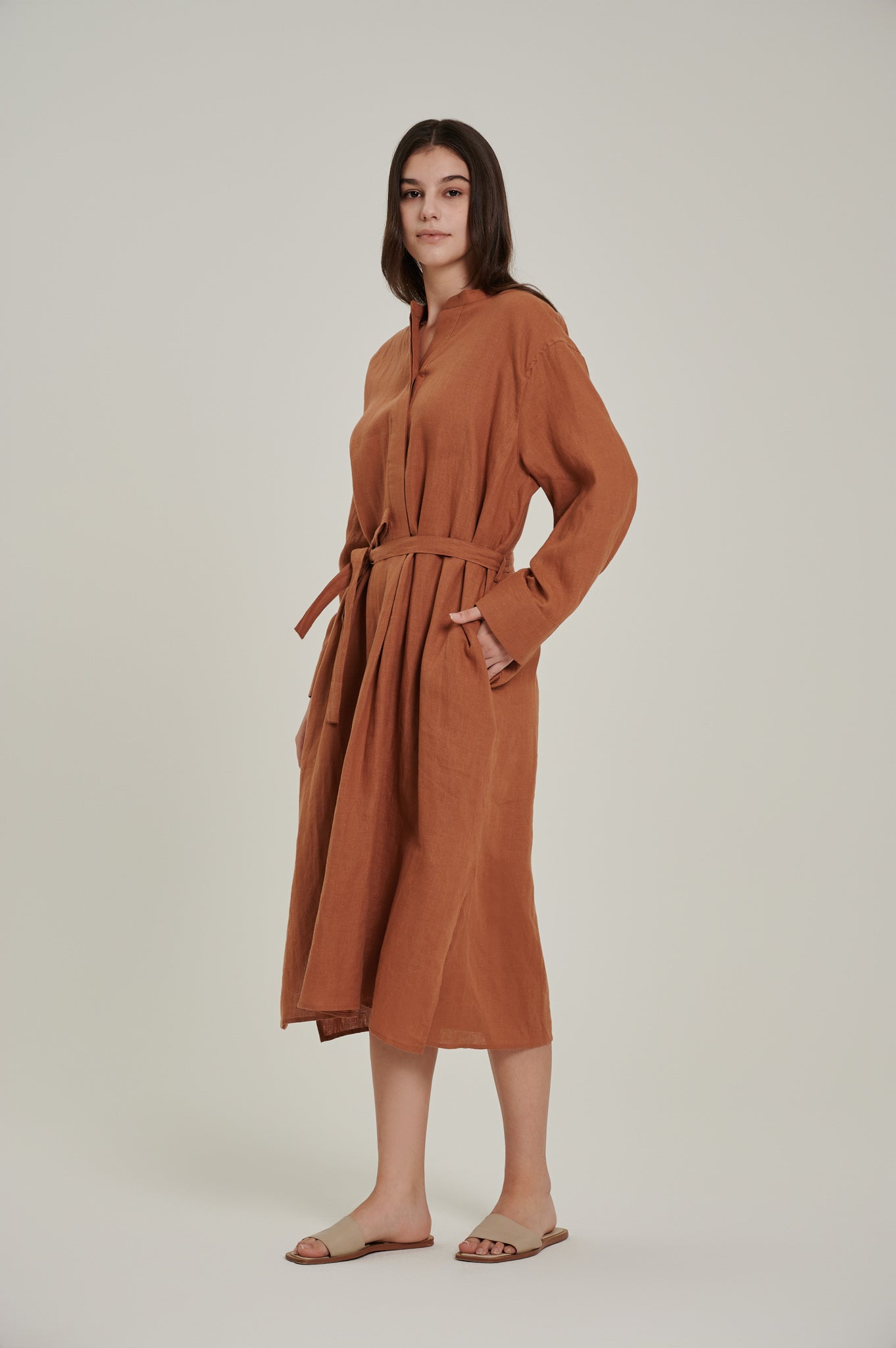 Long Sleeve Linen Shirt Dress