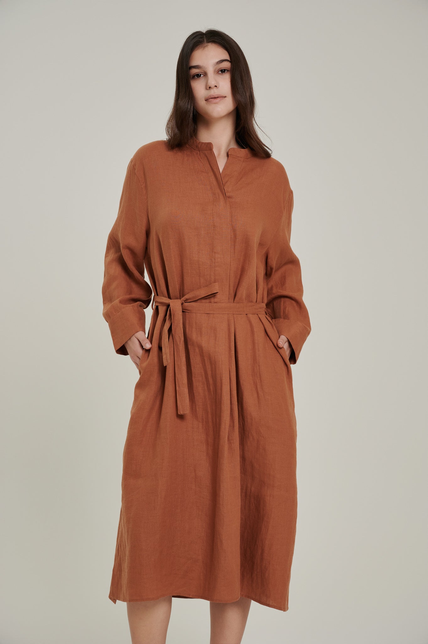 Long Sleeve Linen Shirt Dress