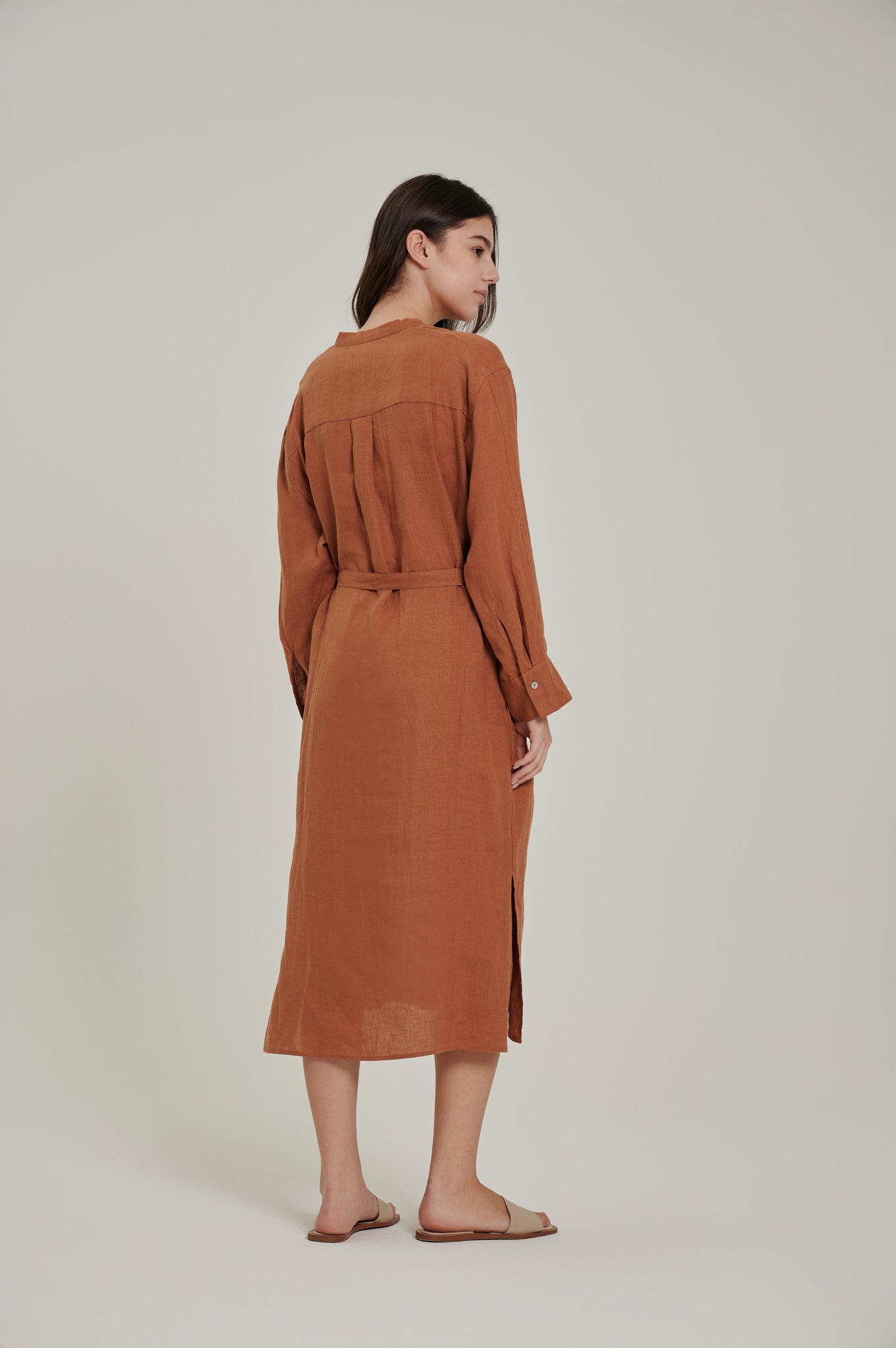 Long Sleeve Linen Shirt Dress
