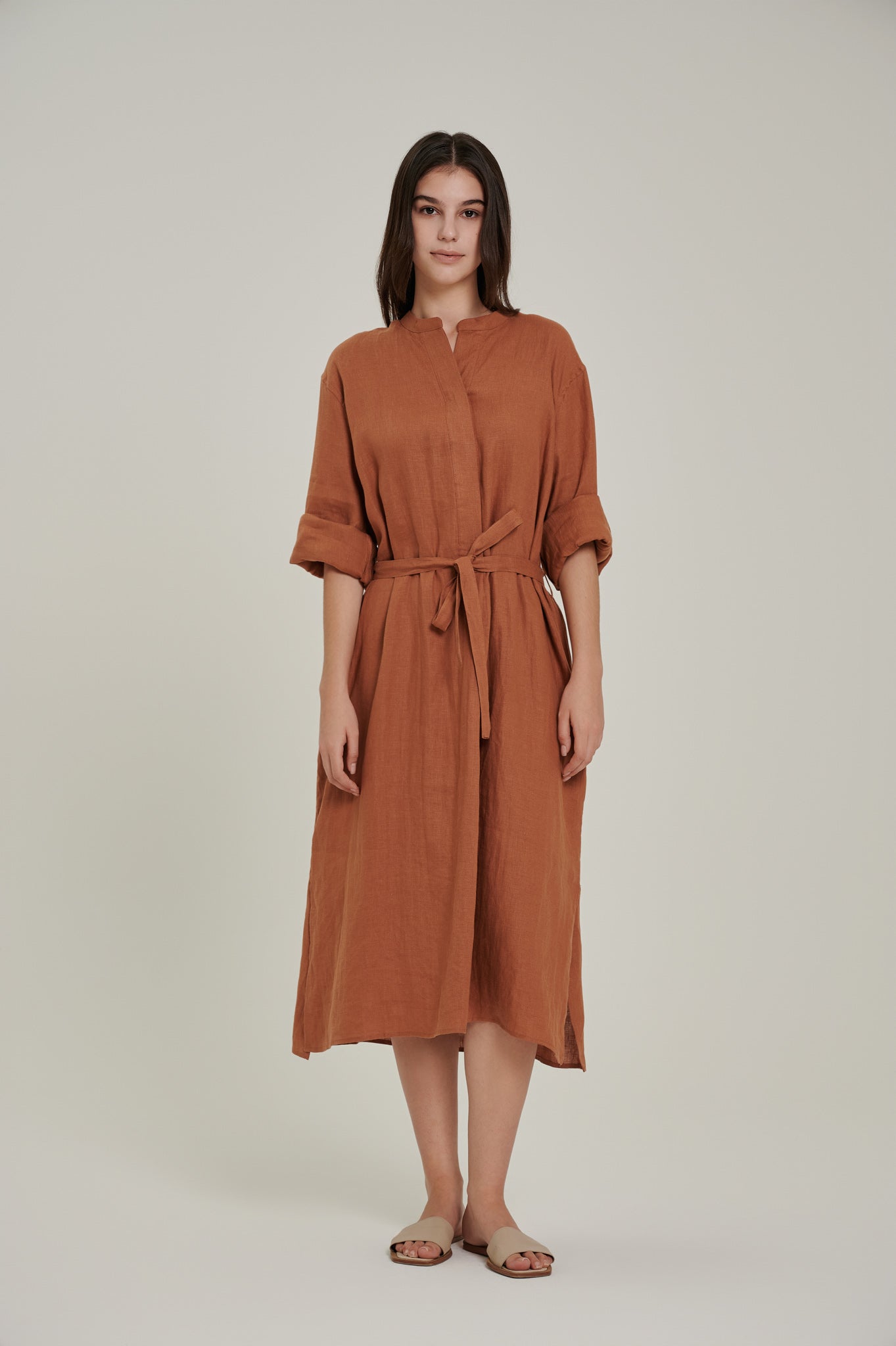 Long Sleeve Linen Shirt Dress