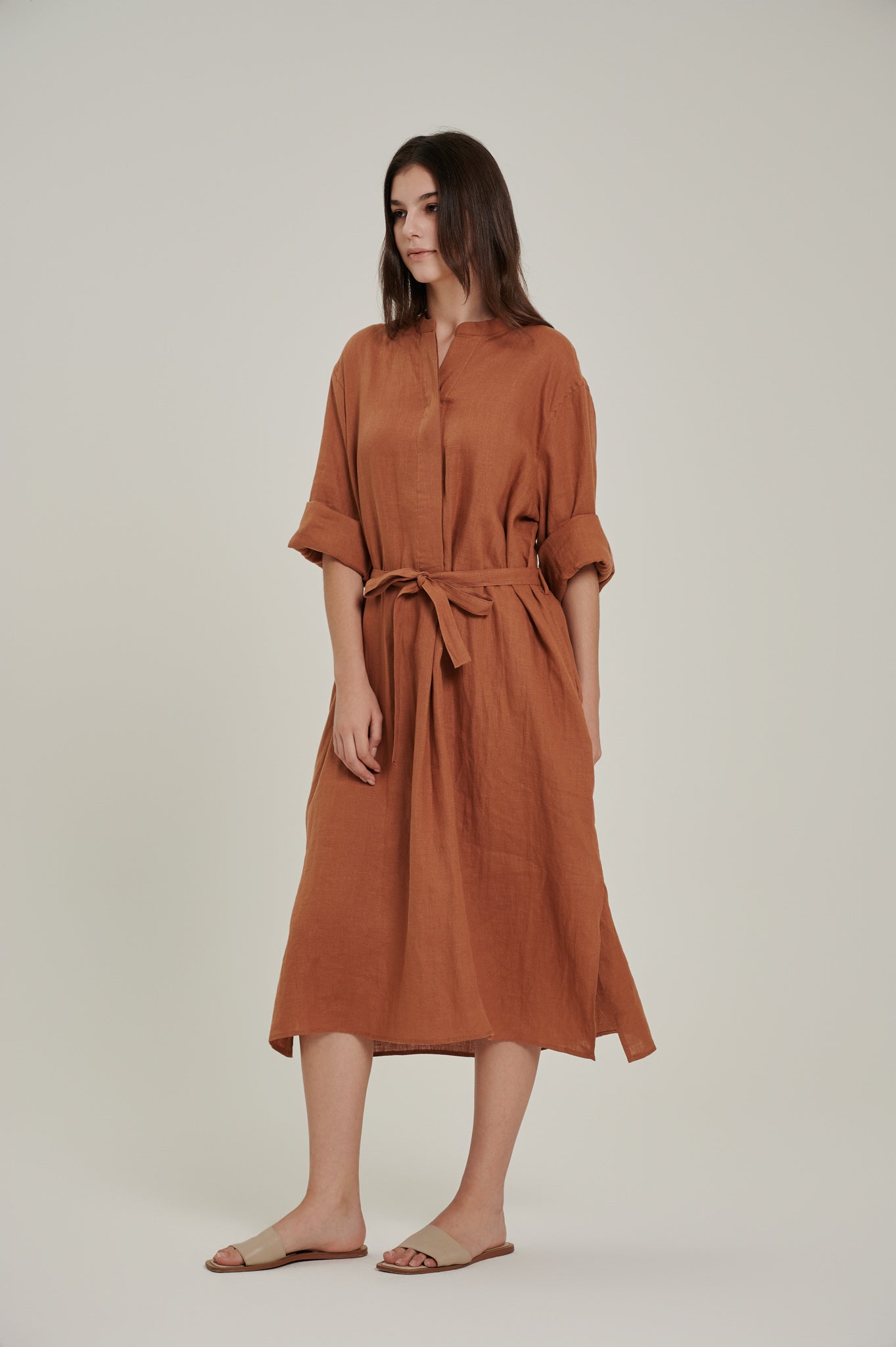 Long Sleeve Linen Shirt Dress