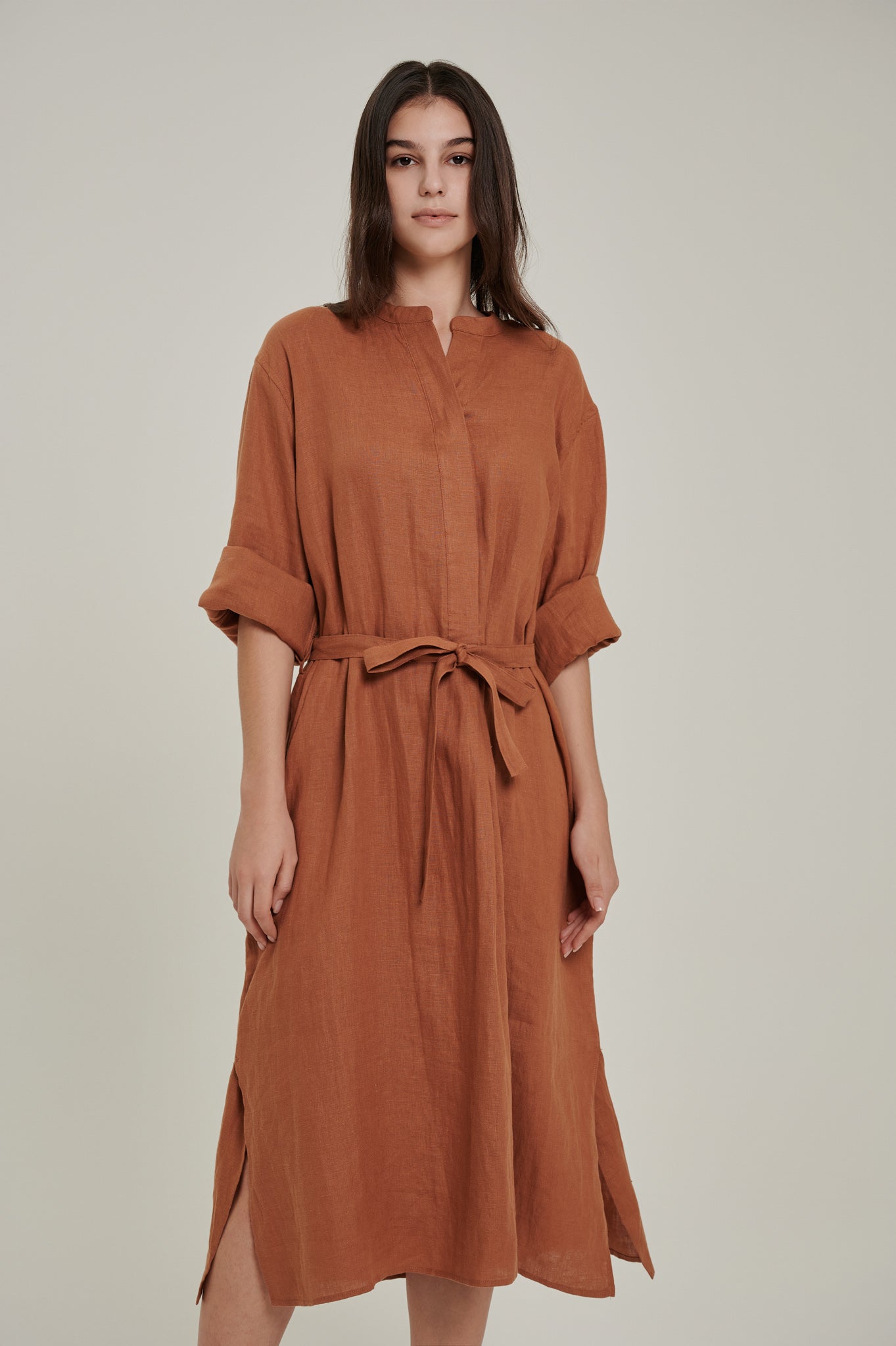 Long Sleeve Linen Shirt Dress