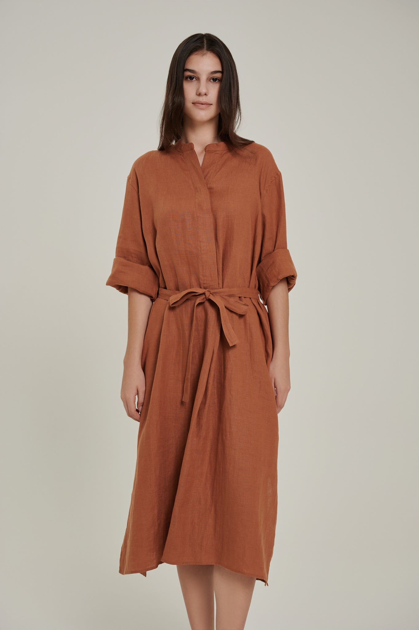 Long Sleeve Linen Shirt Dress