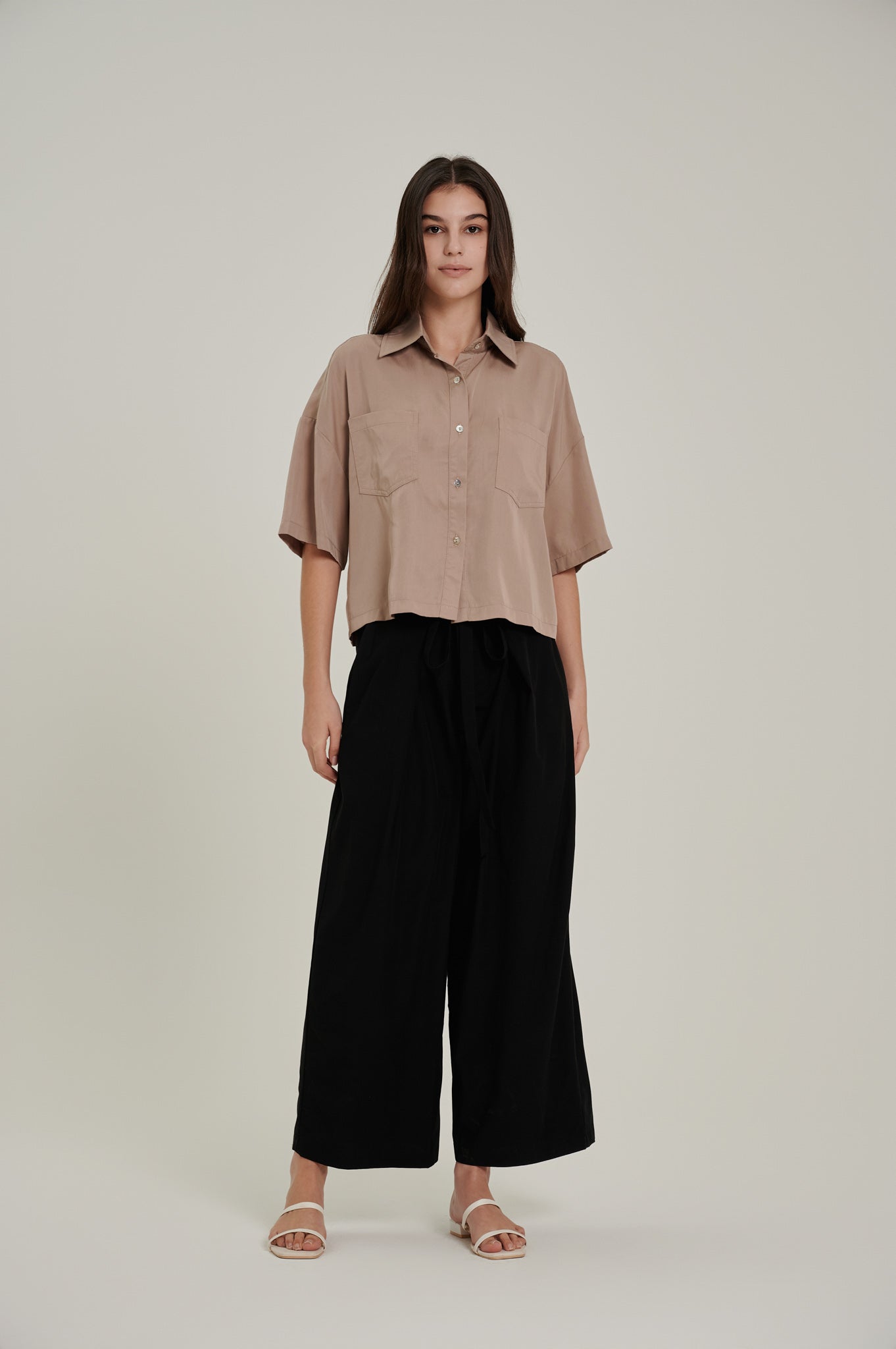 Relaxed Tencel Cropped Shirt
