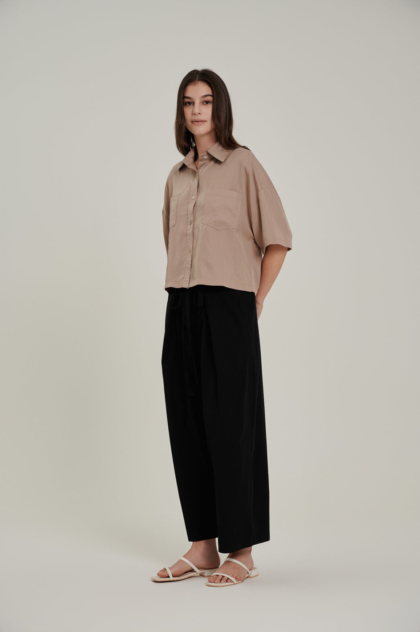 Relaxed Tencel Cropped Shirt