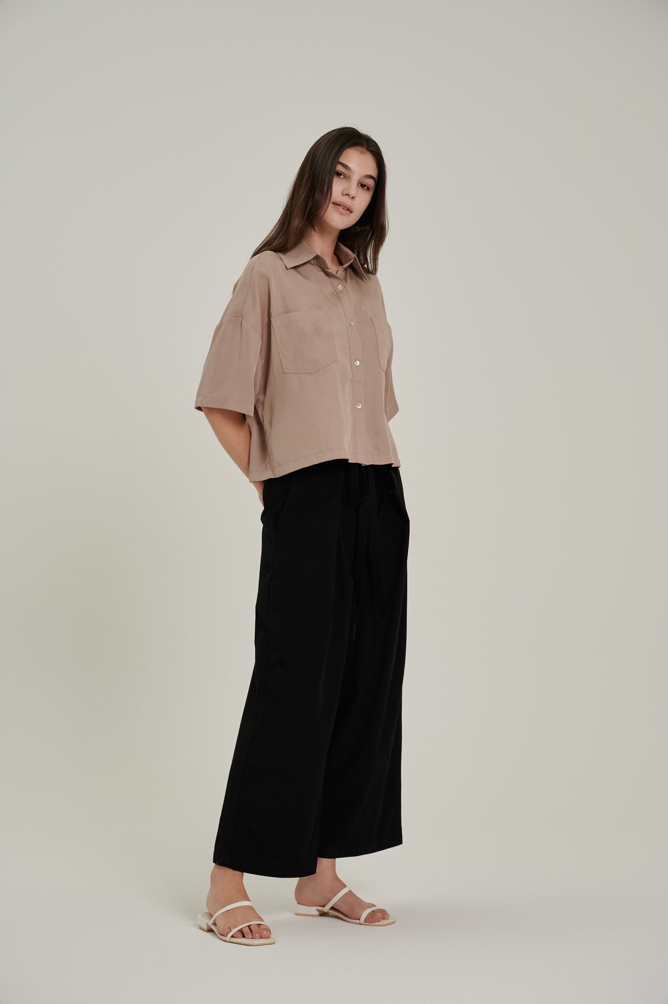 Relaxed Tencel Cropped Shirt