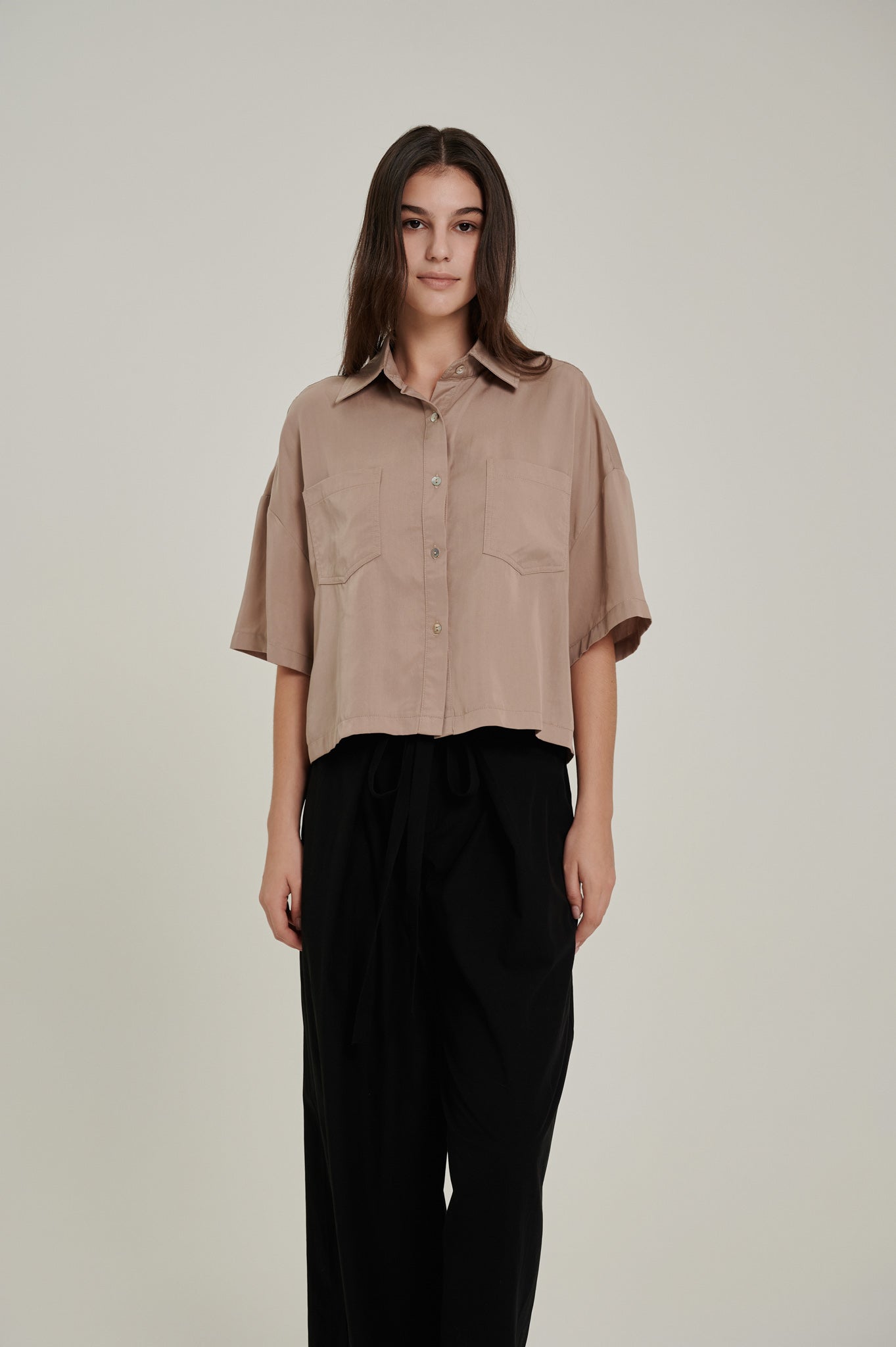 Relaxed Tencel Cropped Shirt