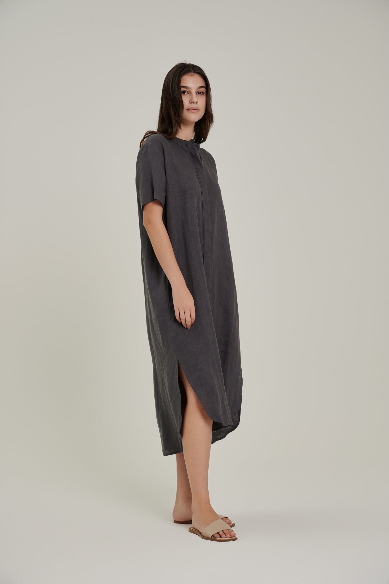 Short Sleeve Linen Shirt Dress