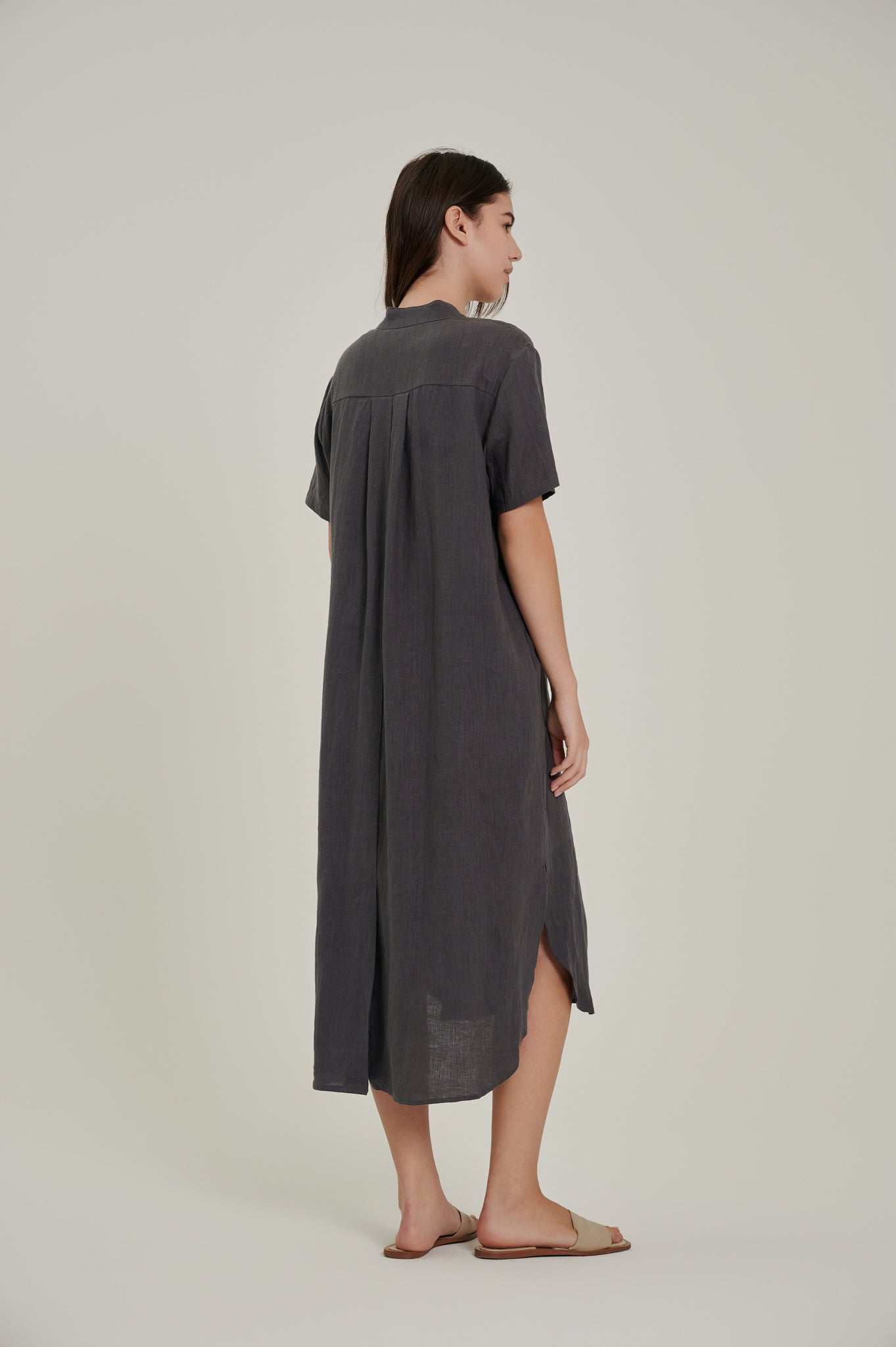 Short Sleeve Linen Shirt Dress