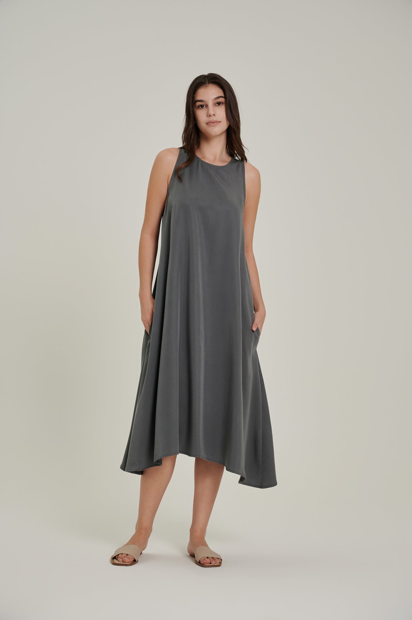 Racer Neck Tencel Dress