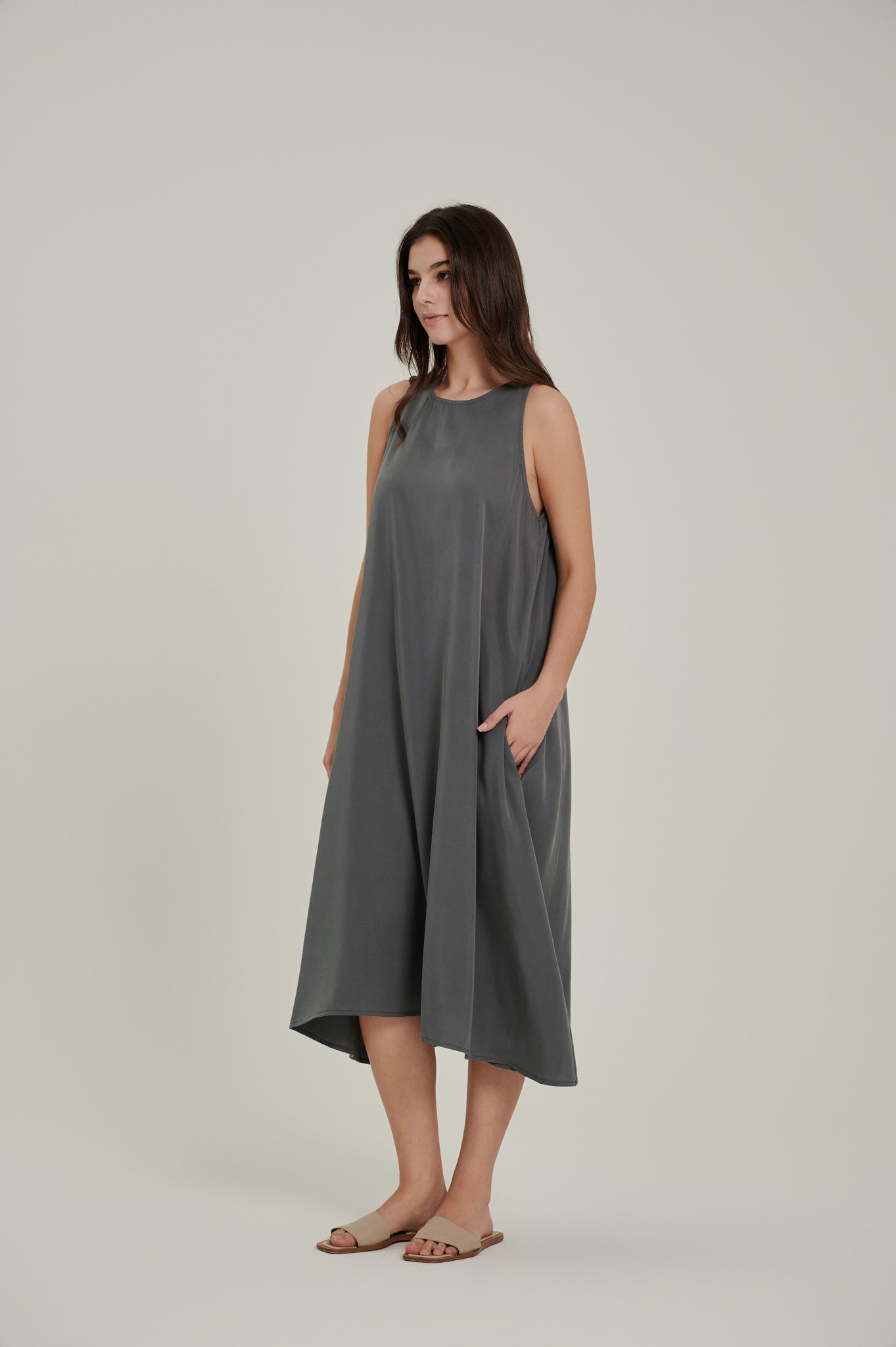 Racer Neck Tencel Dress