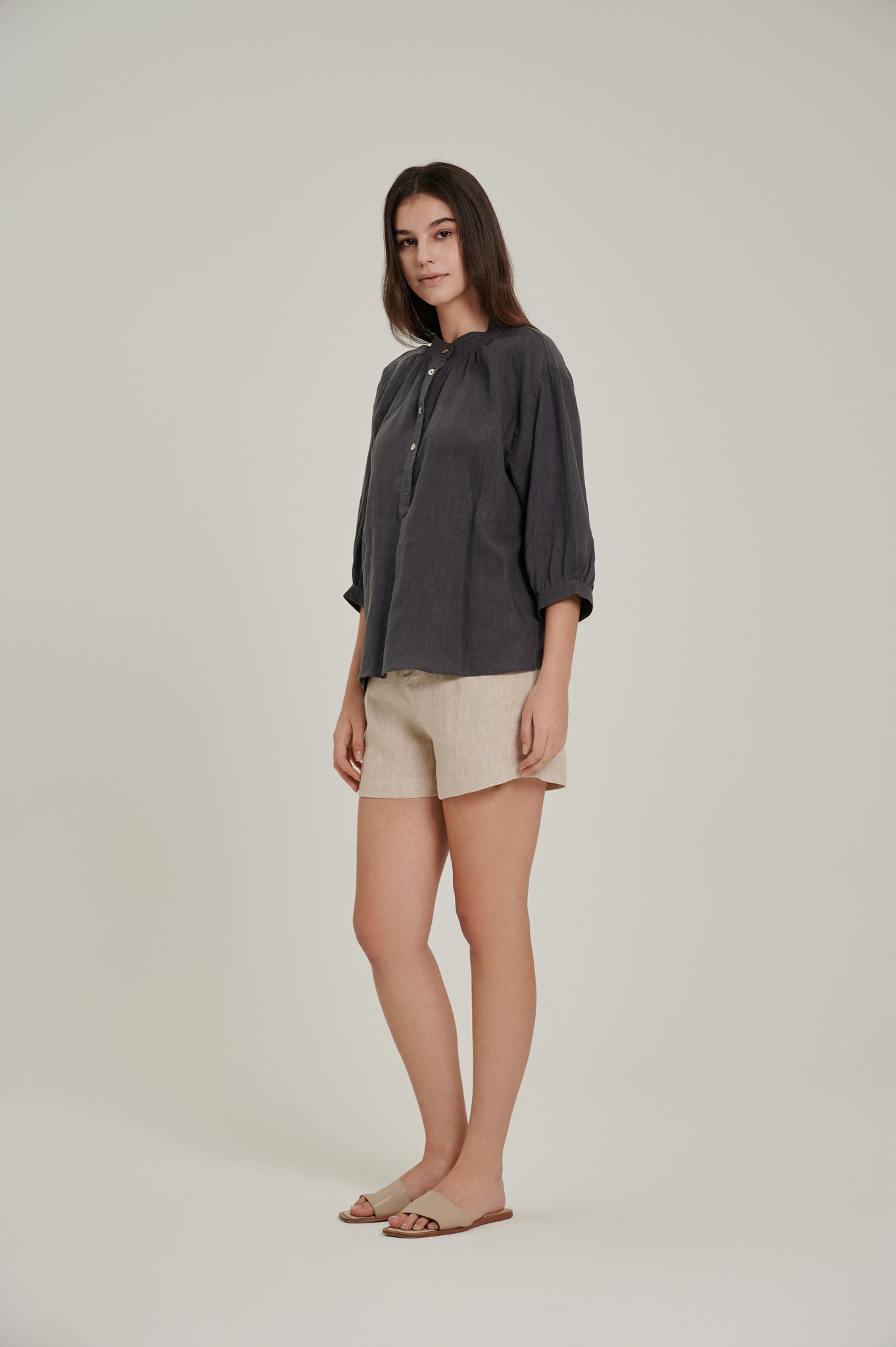 Mid Sleeve Linen Top