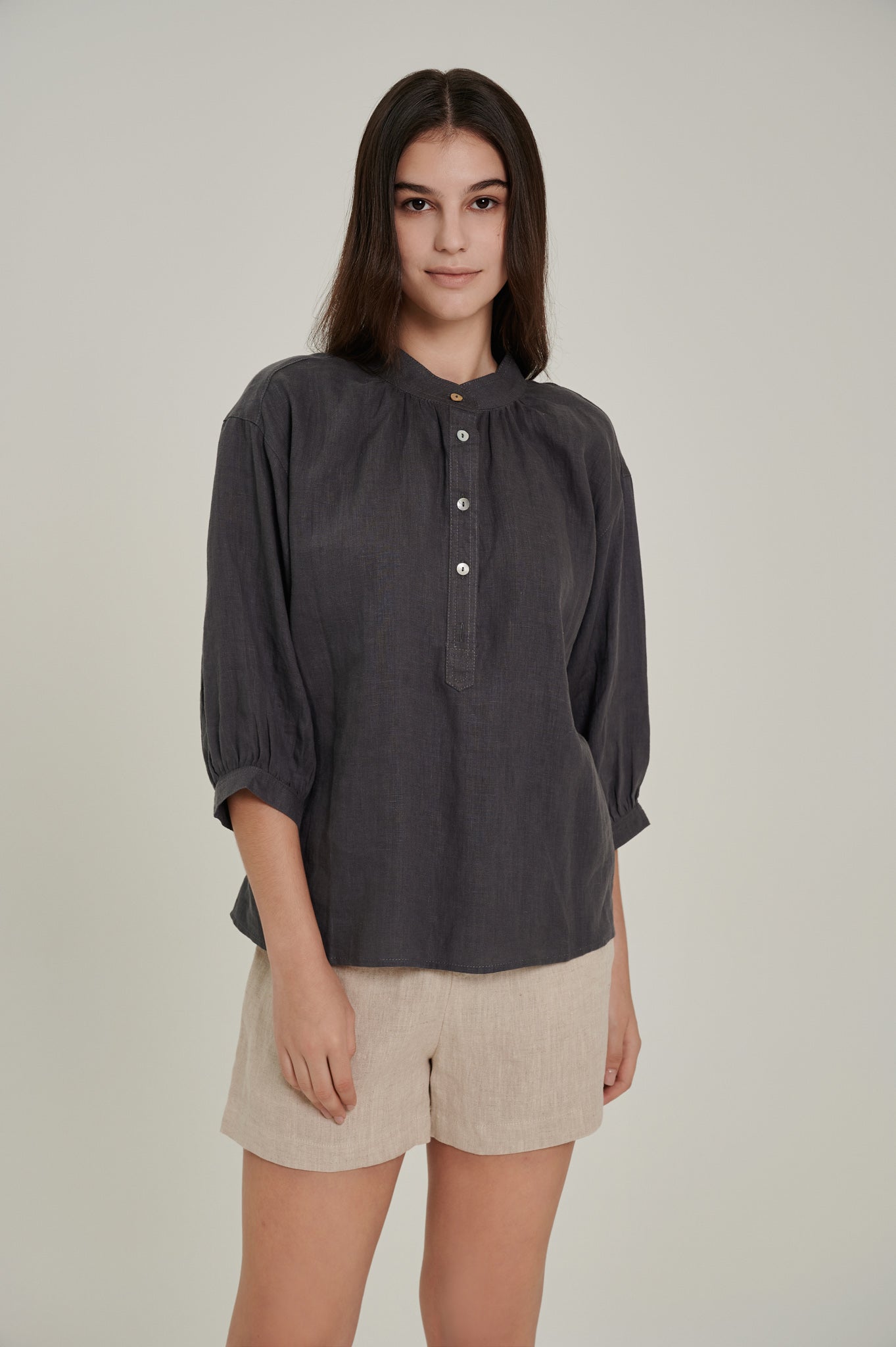 Mid Sleeve Linen Top
