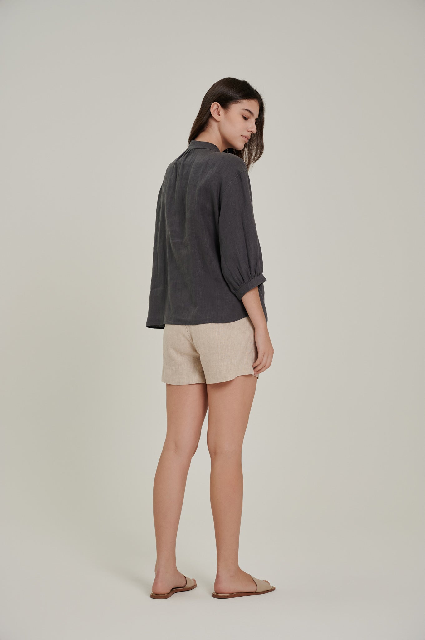 Mid Sleeve Linen Top