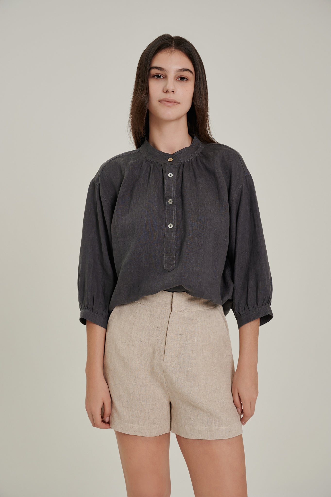 Mid Sleeve Linen Top
