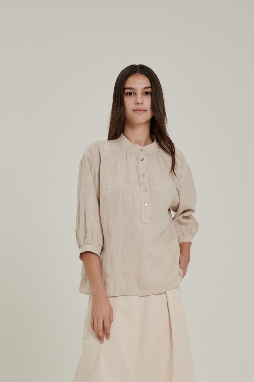 Mid Sleeve Linen Top