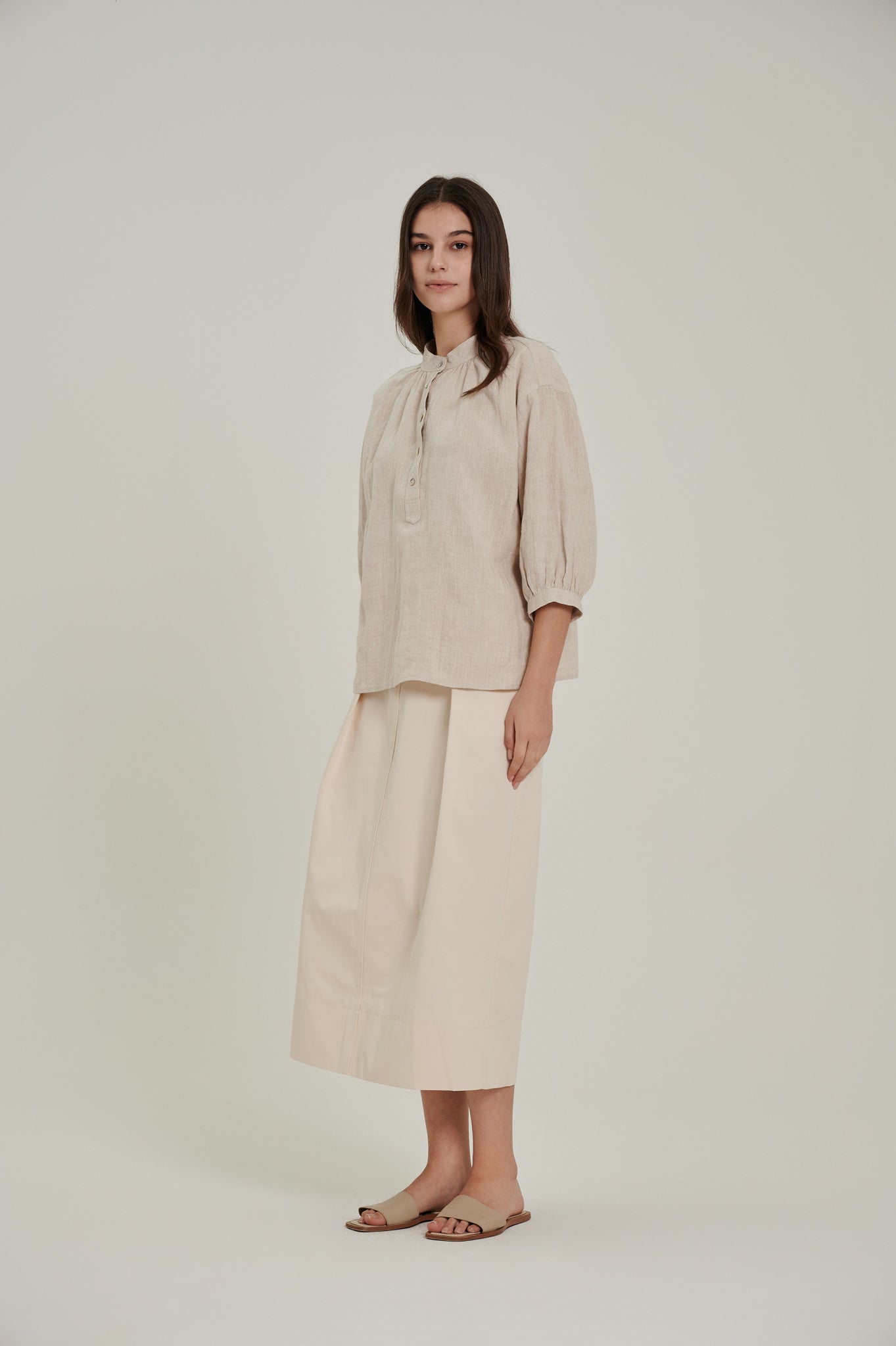 Mid Sleeve Linen Top