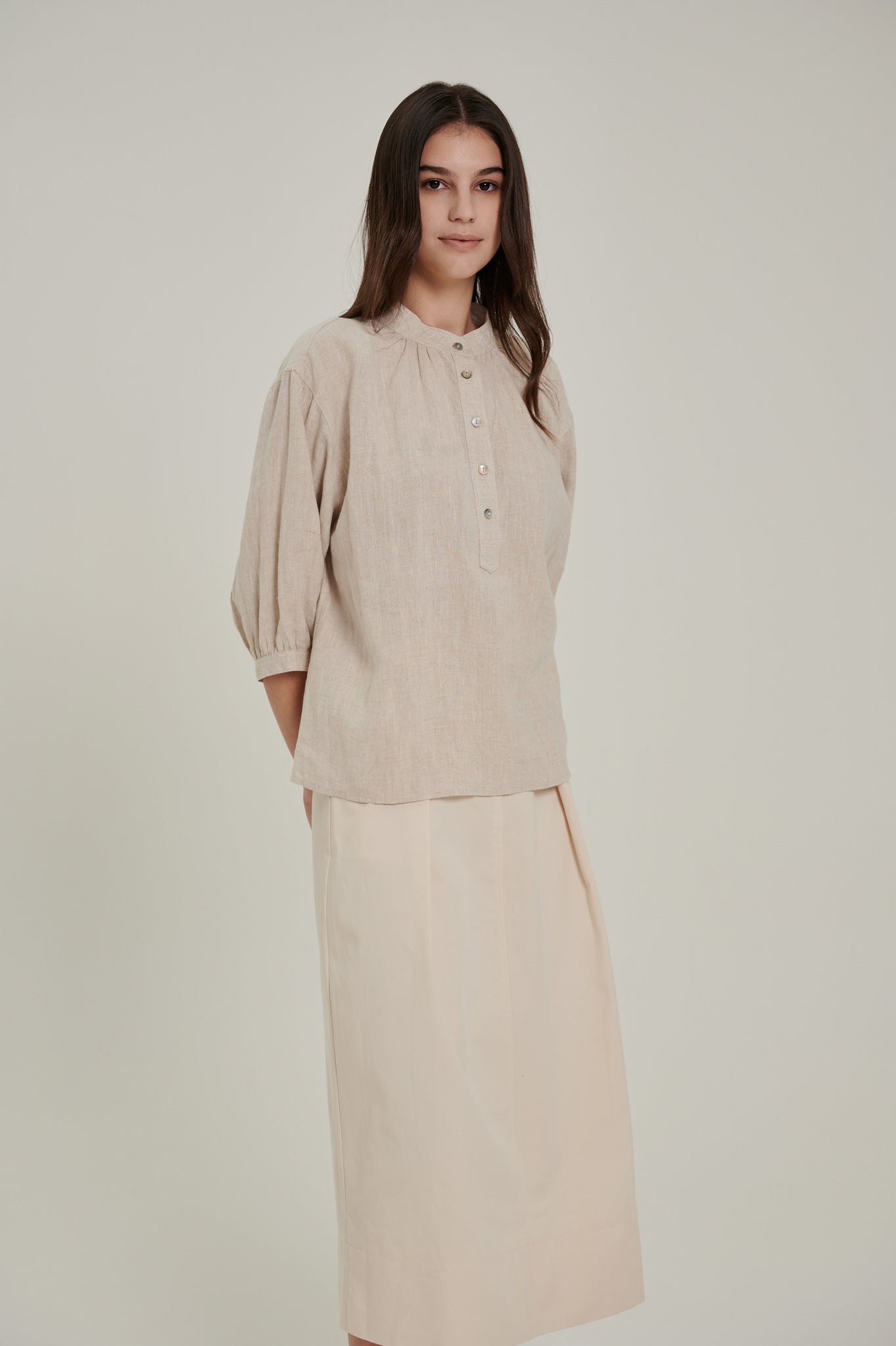 Mid Sleeve Linen Top