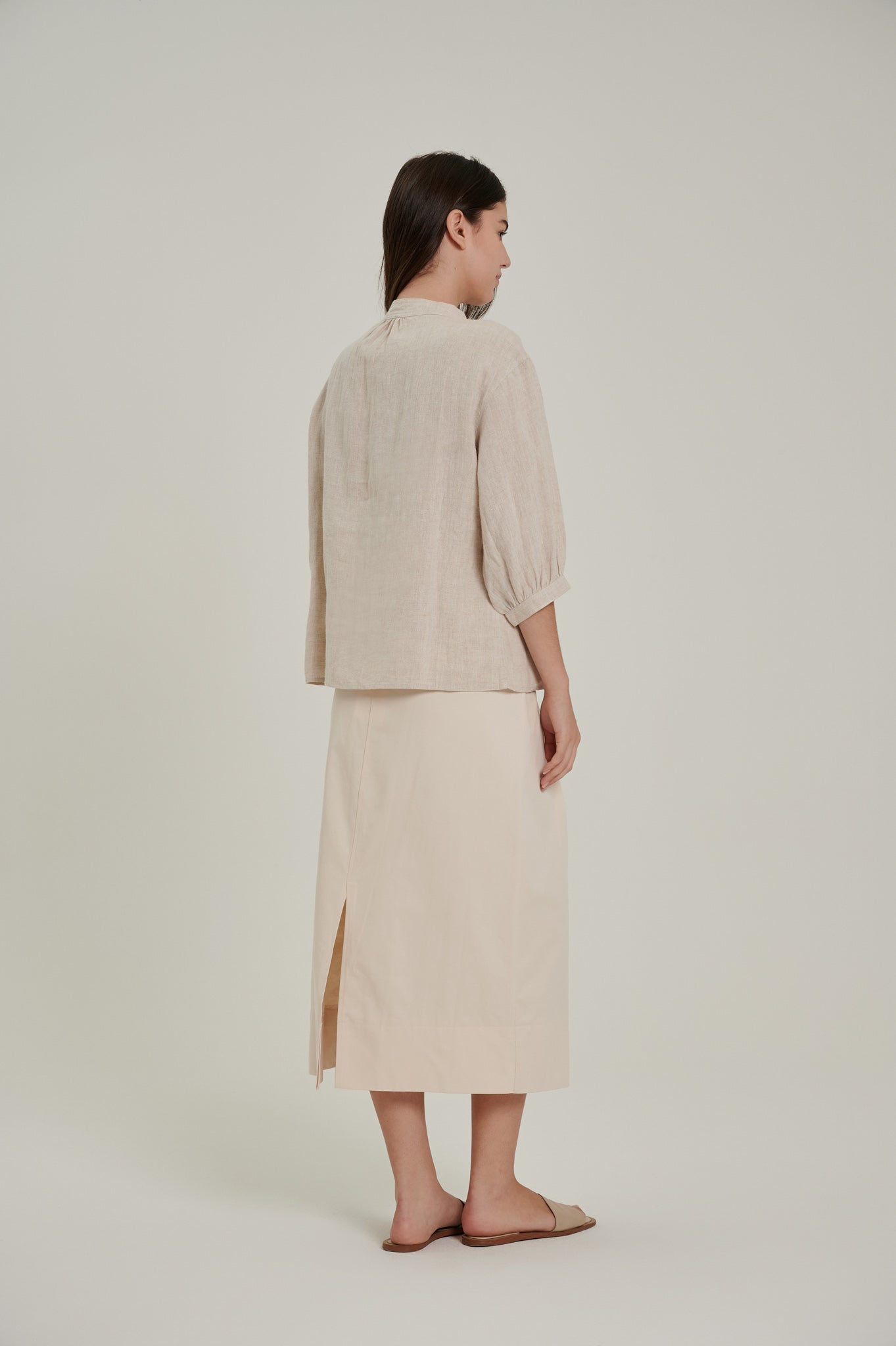 Mid Sleeve Linen Top