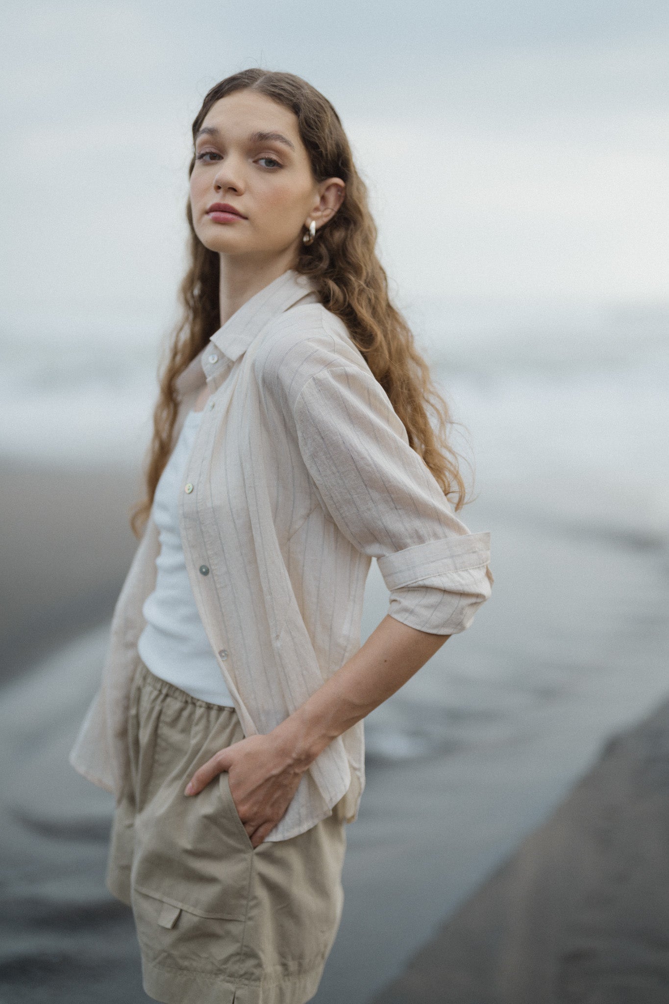 Stripe Linen Blend Shirt