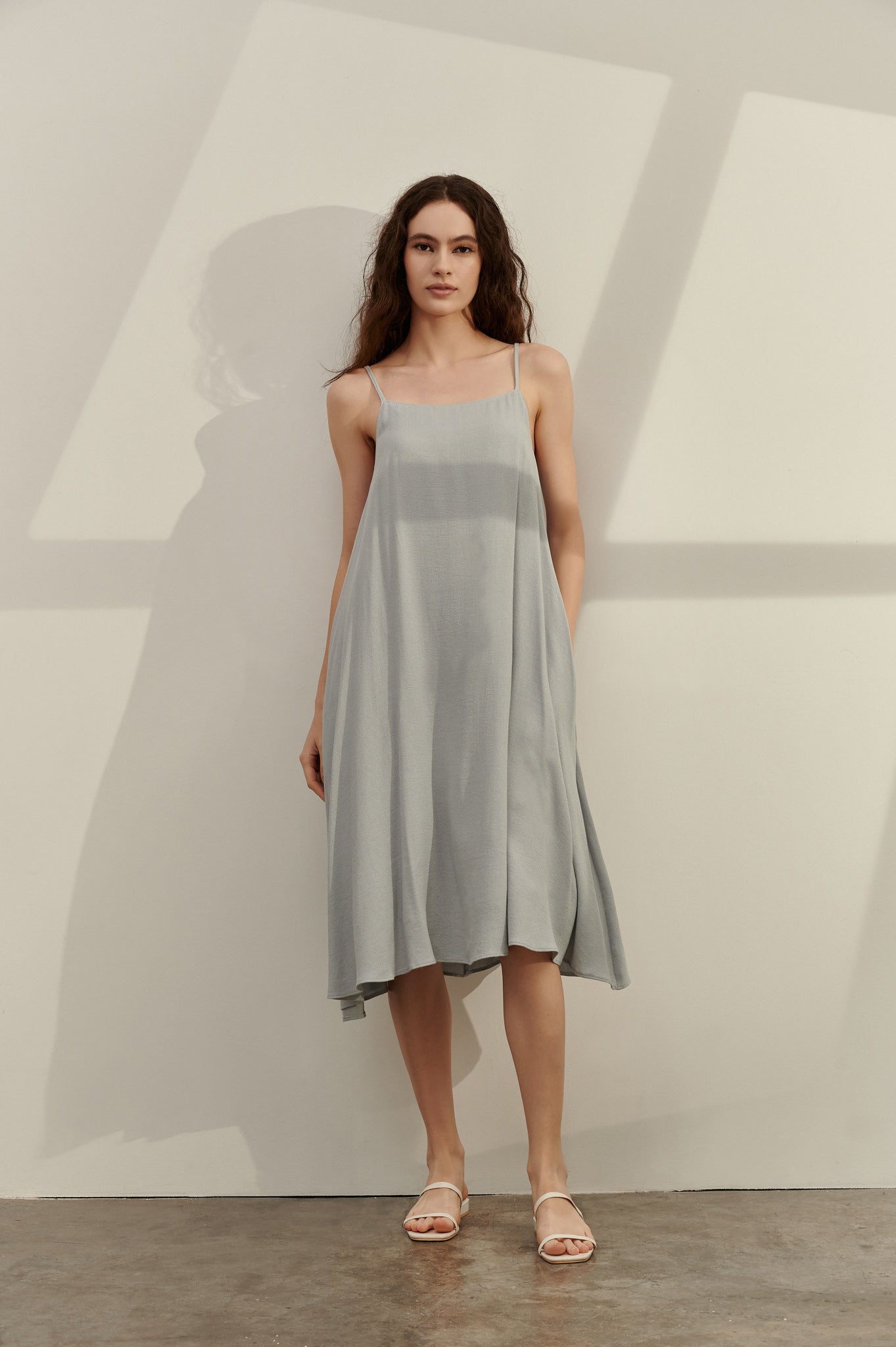 Strap Flare Linen Dress