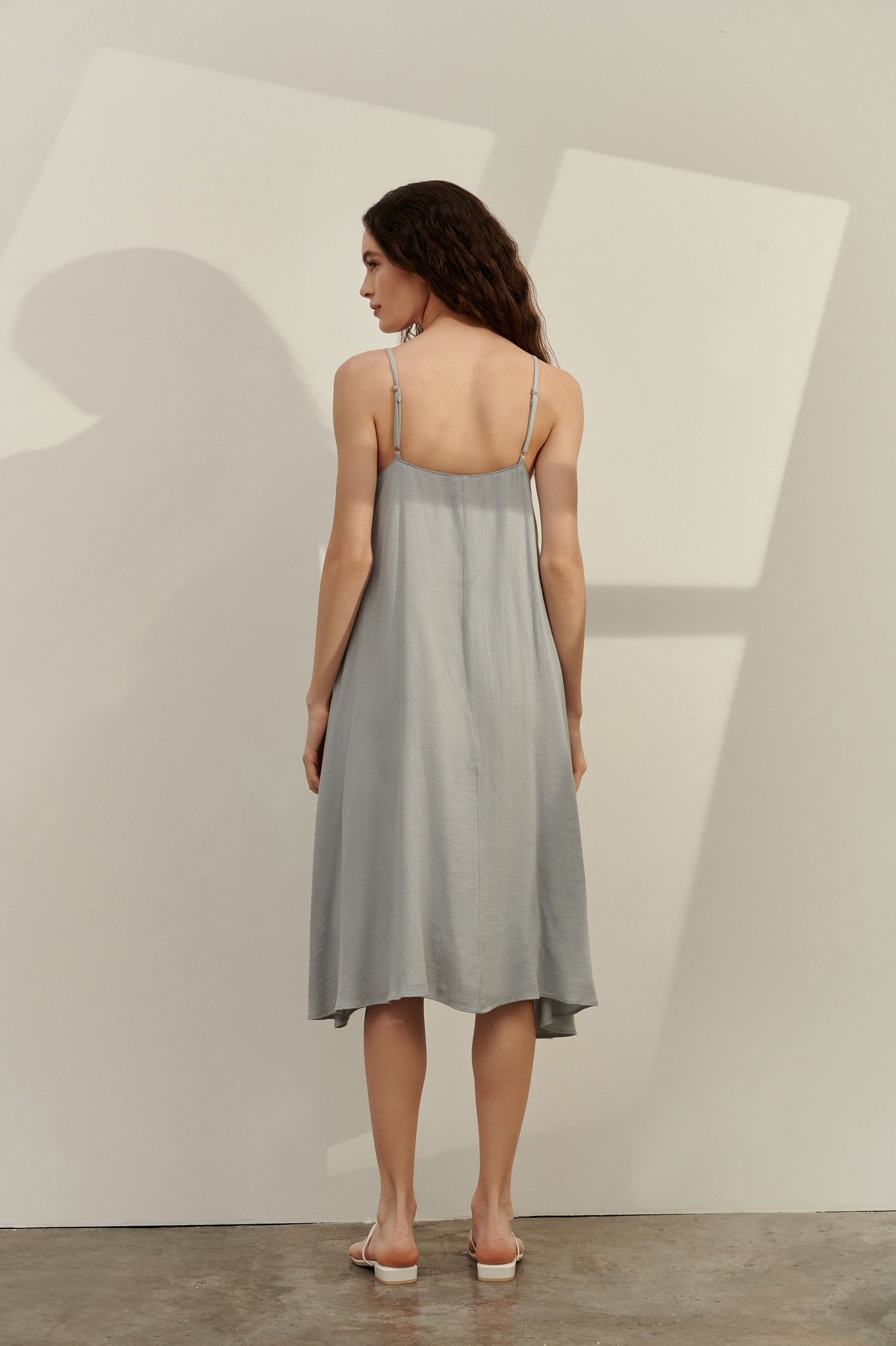 Strap Flare Linen Dress