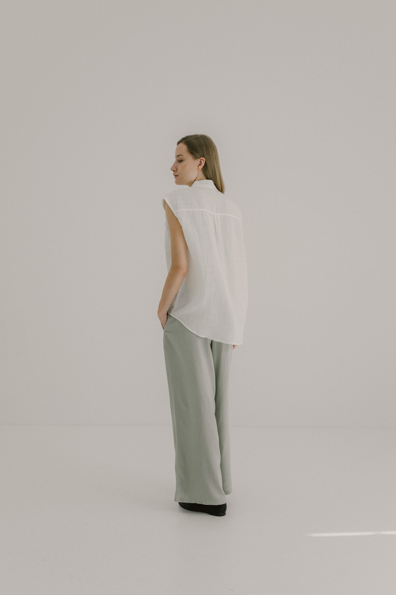 Linen Drawstring Elasticated Trousers