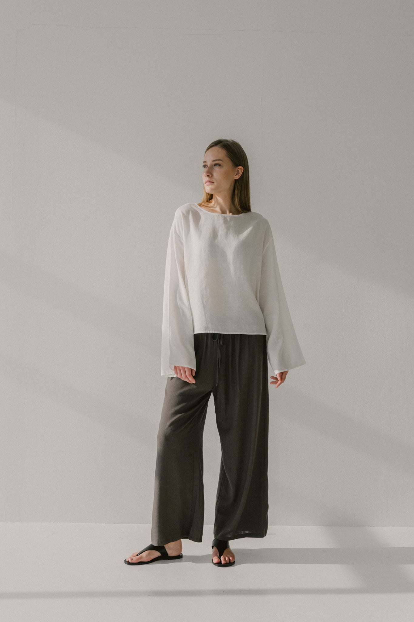 Linen Drawstring Elasticated Trousers