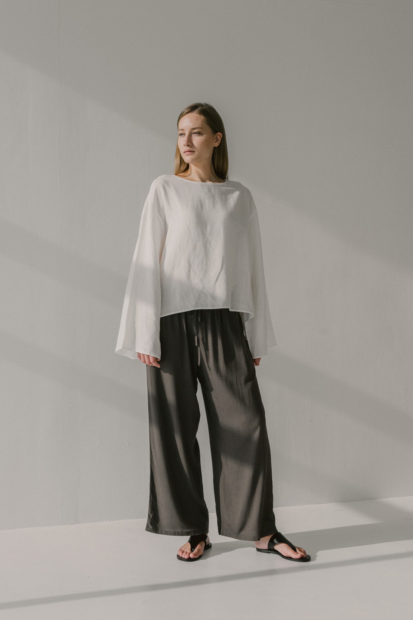 Linen Drawstring Elasticated Trousers
