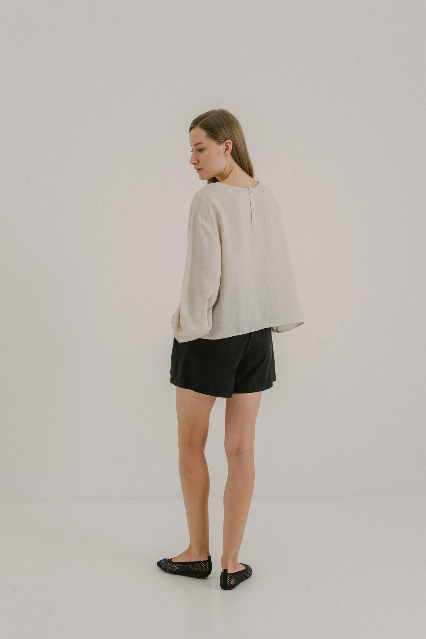 Flare Sleeve Linen Top