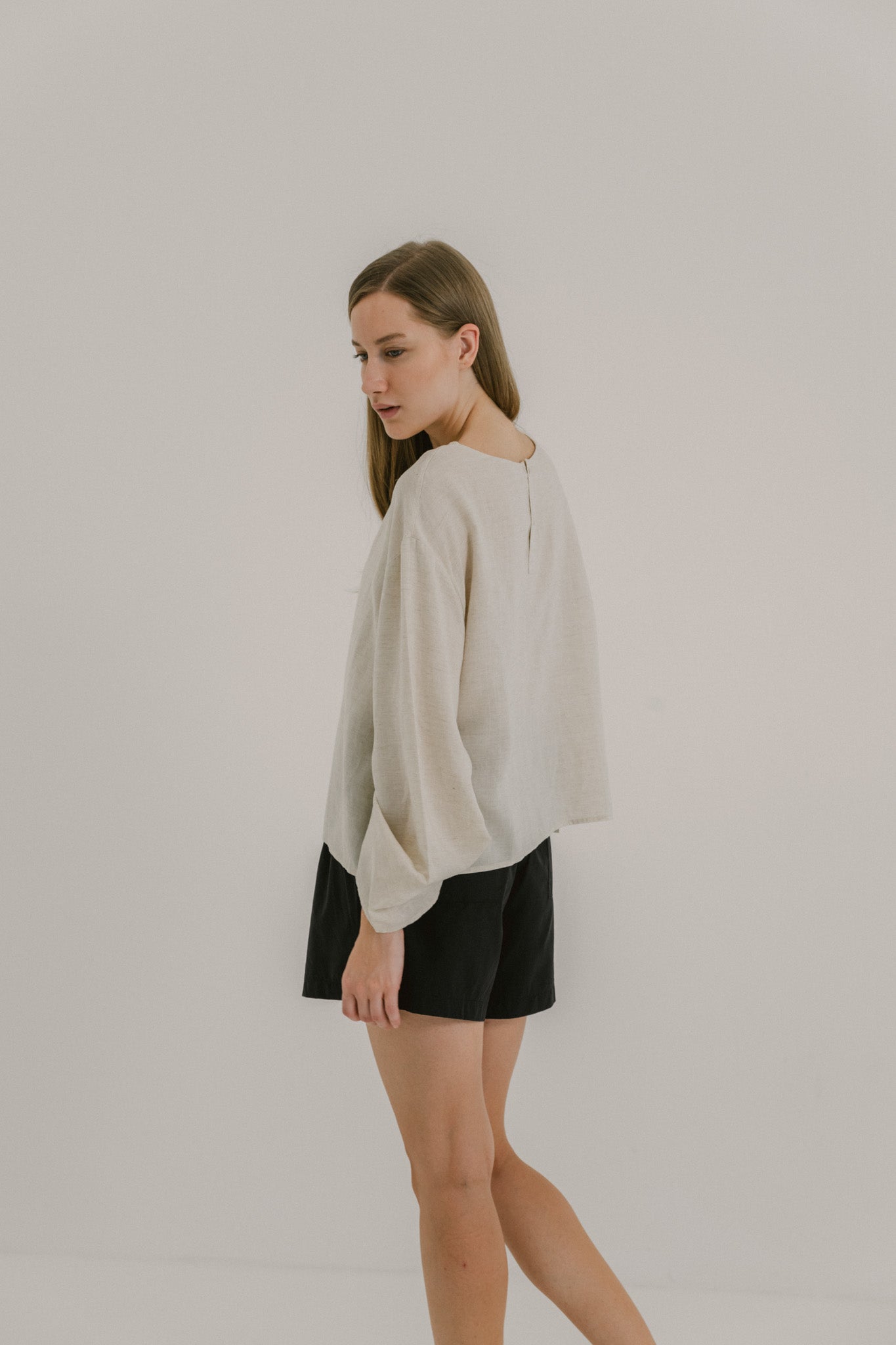 Flare Sleeve Linen Top