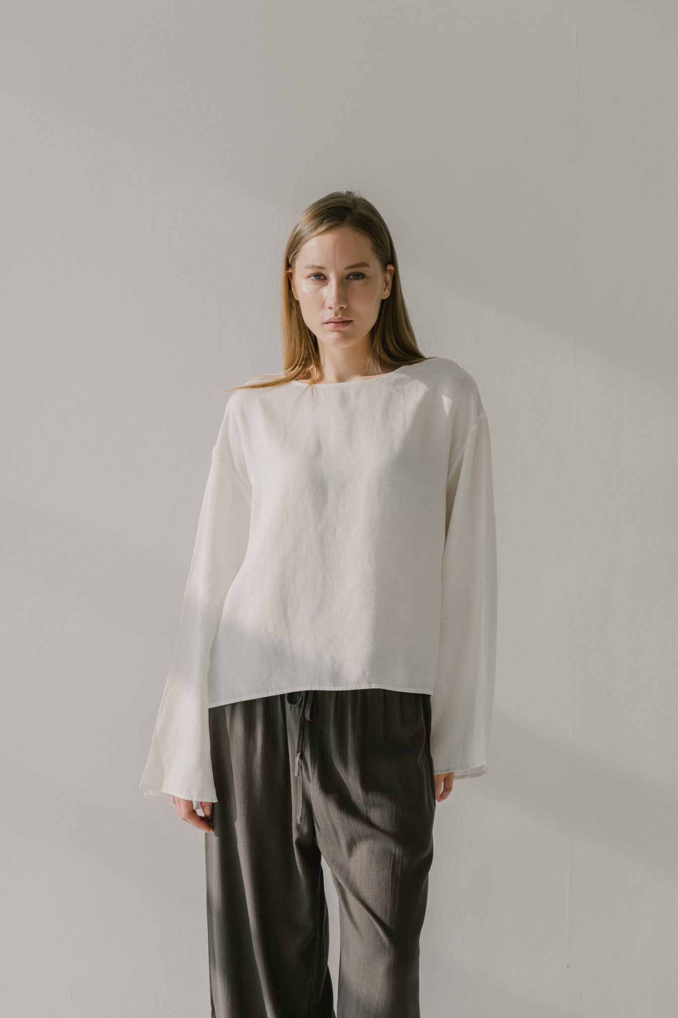 Flare Sleeve Linen Top