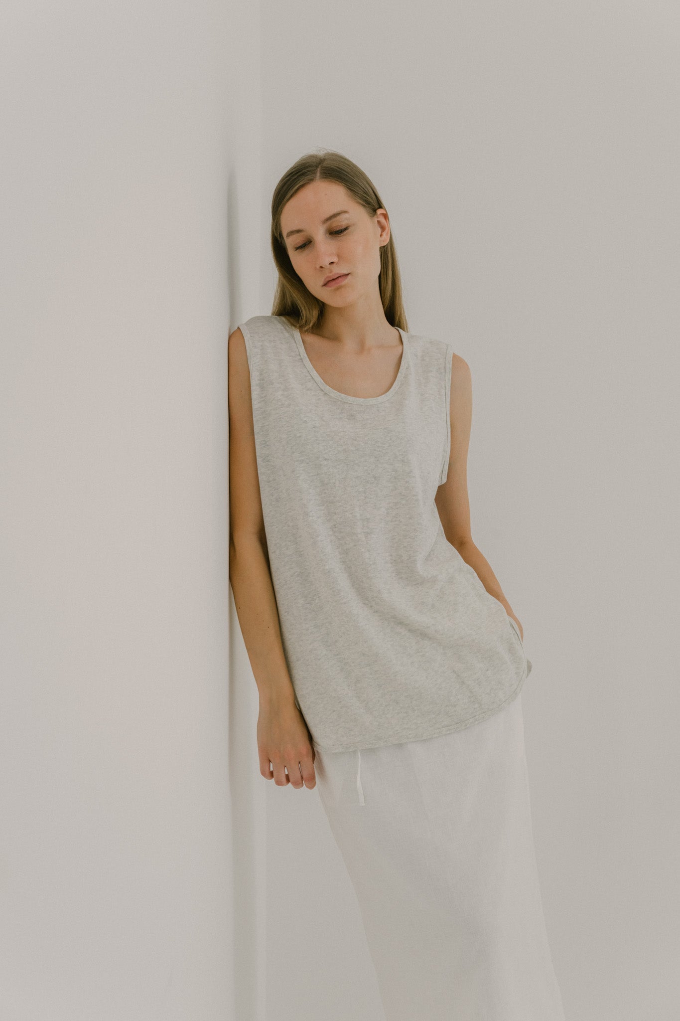 Drawstring Linen Midi Skirt