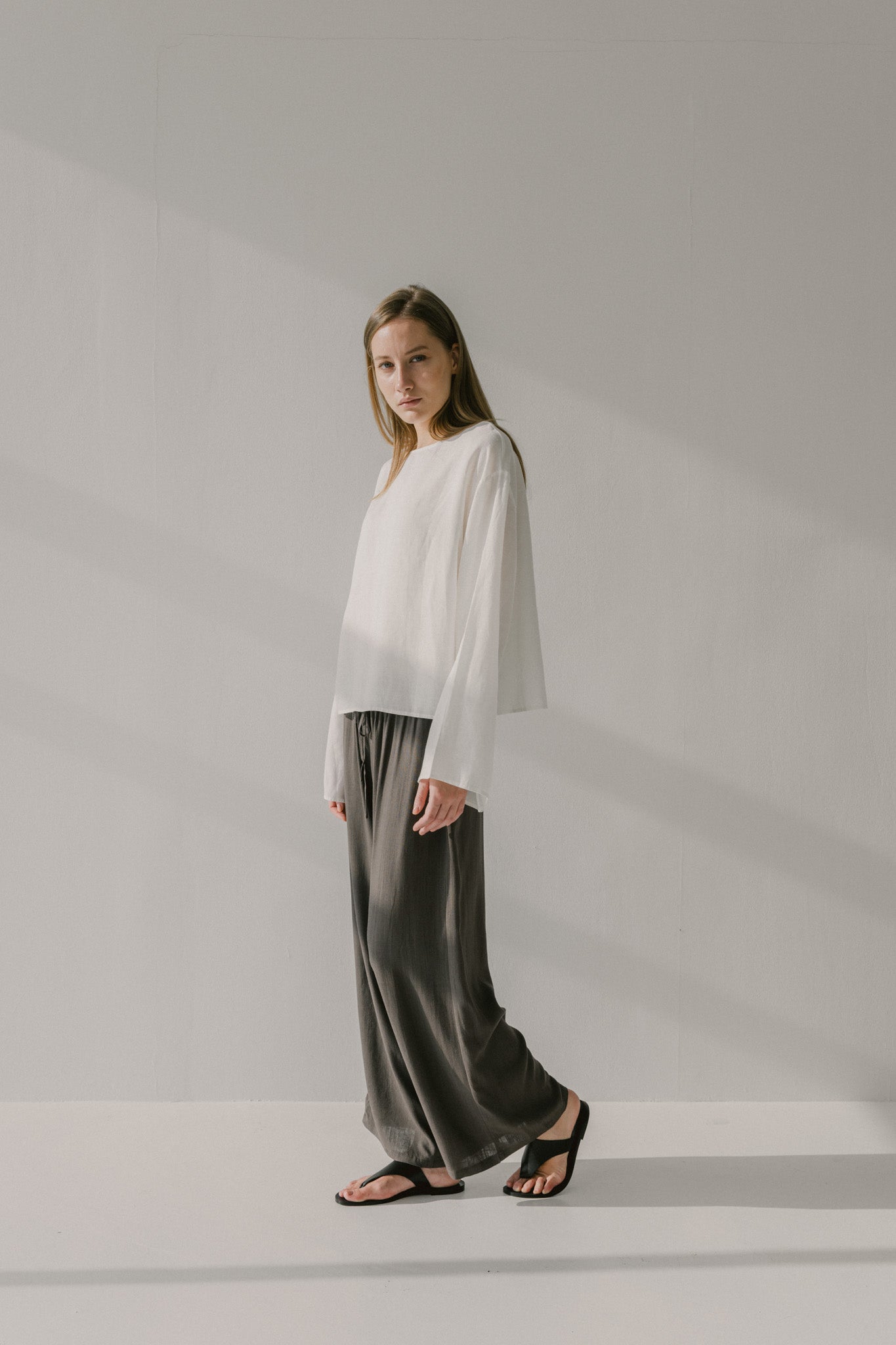 Linen Drawstring Elasticated Trousers