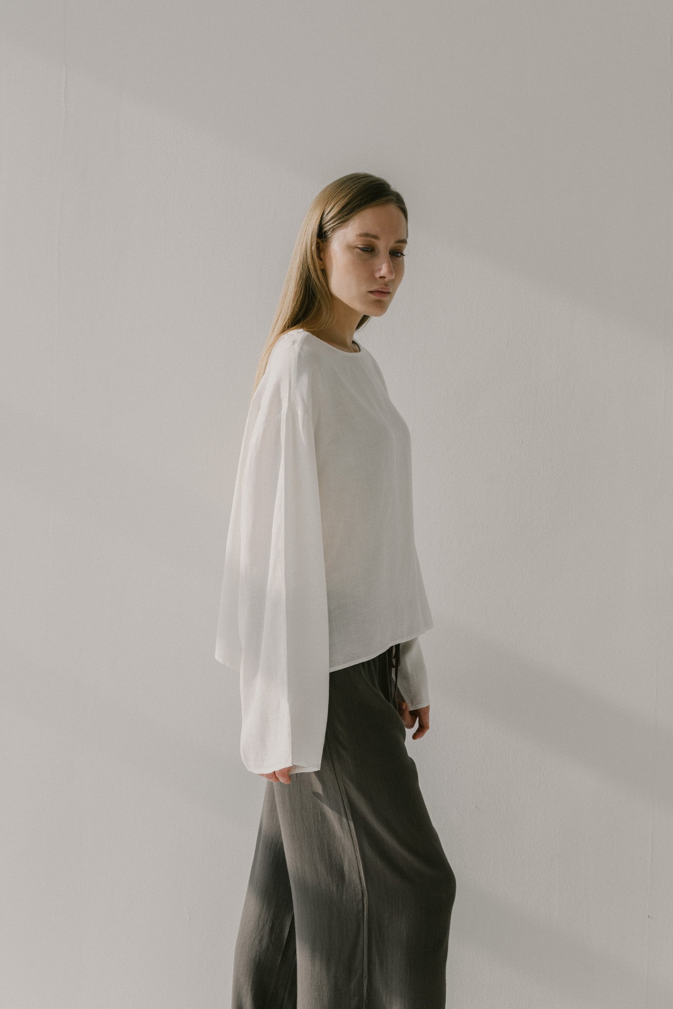 Flare Sleeve Linen Top