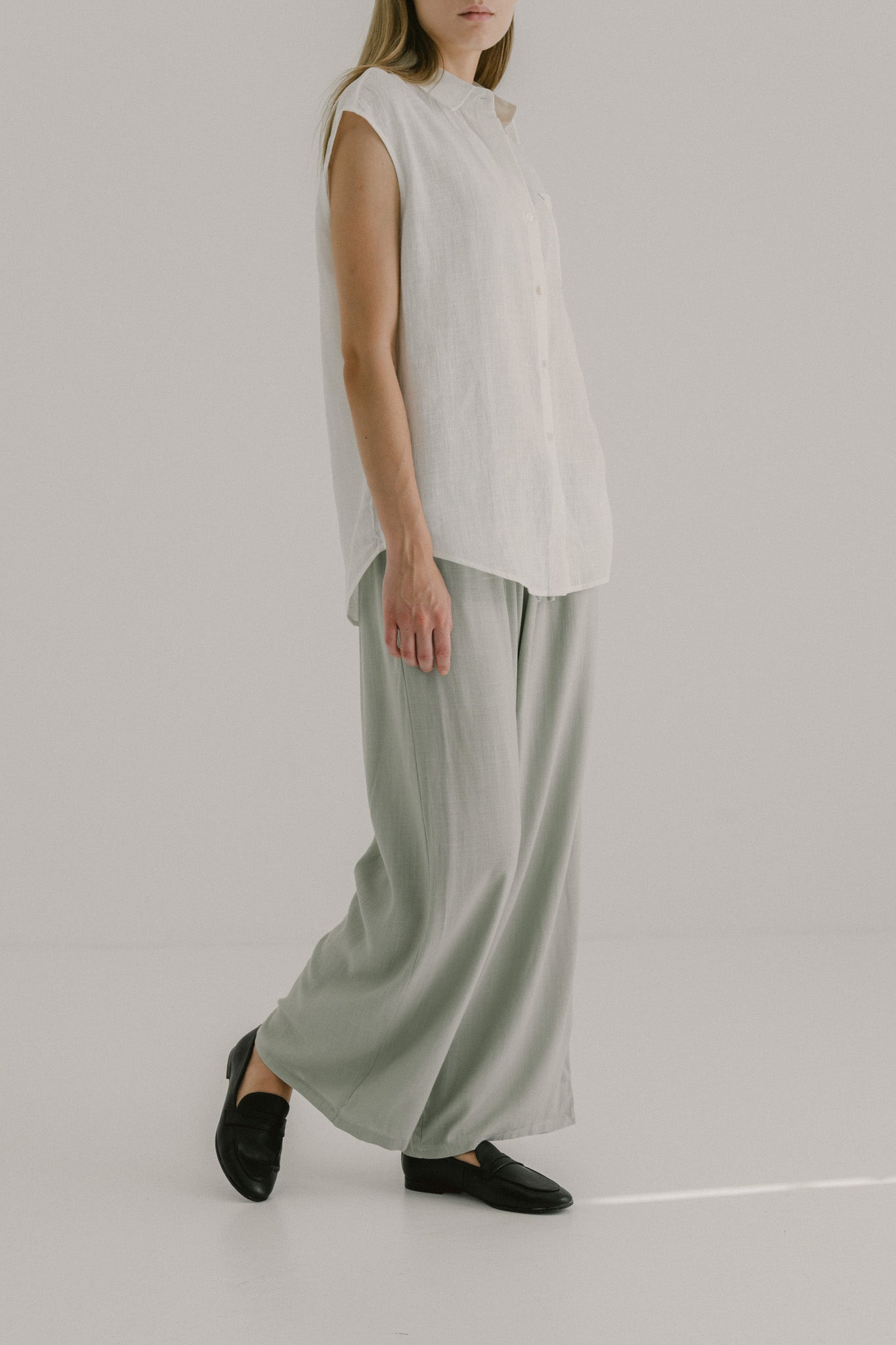 Linen Drawstring Elasticated Trousers