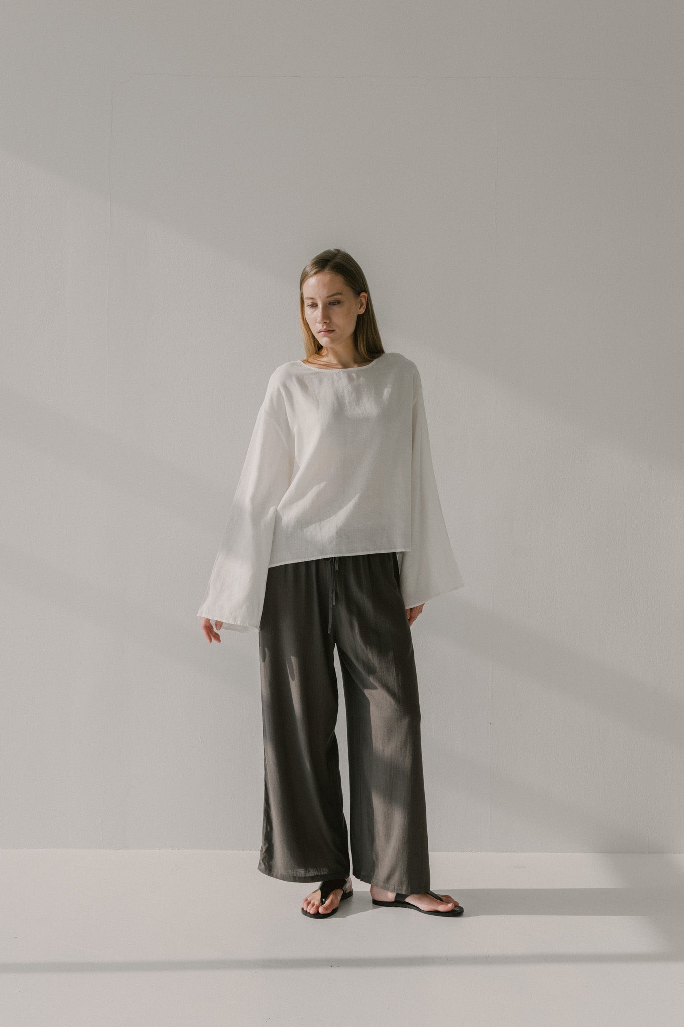 Linen Drawstring Elasticated Trousers