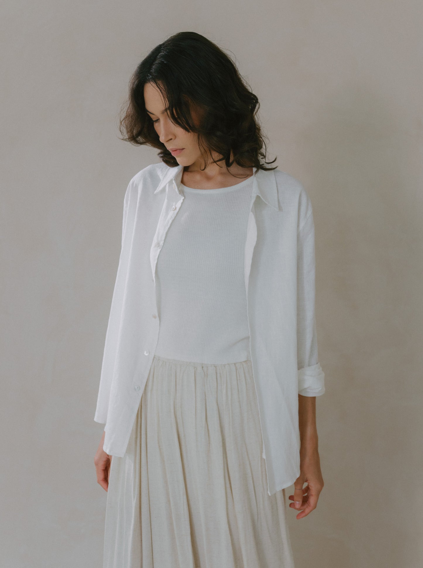 Pleated Linen Flare Palazzo