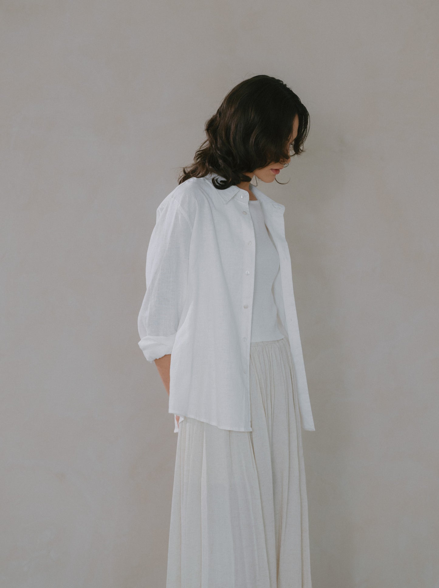 Pleated Linen Flare Palazzo